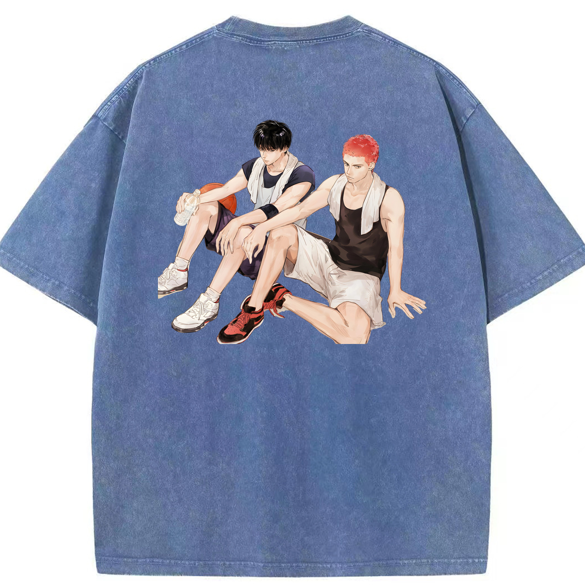 SLAM DUNK／スラムダンク 綿100% ヴィンテージ風 半袖Tシャツ（背面プリント）