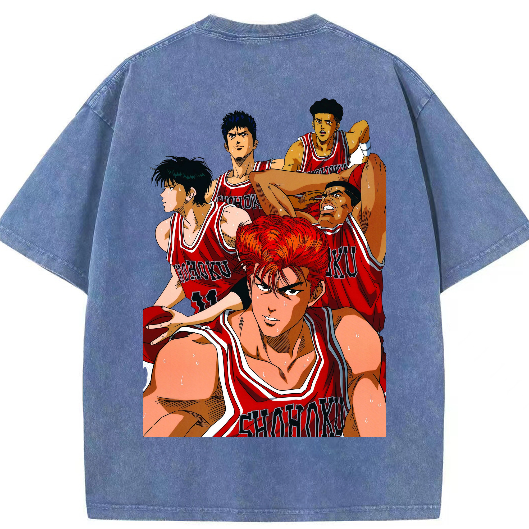SLAM DUNK／スラムダンク 綿100% ヴィンテージ風 半袖Tシャツ（背面プリント）