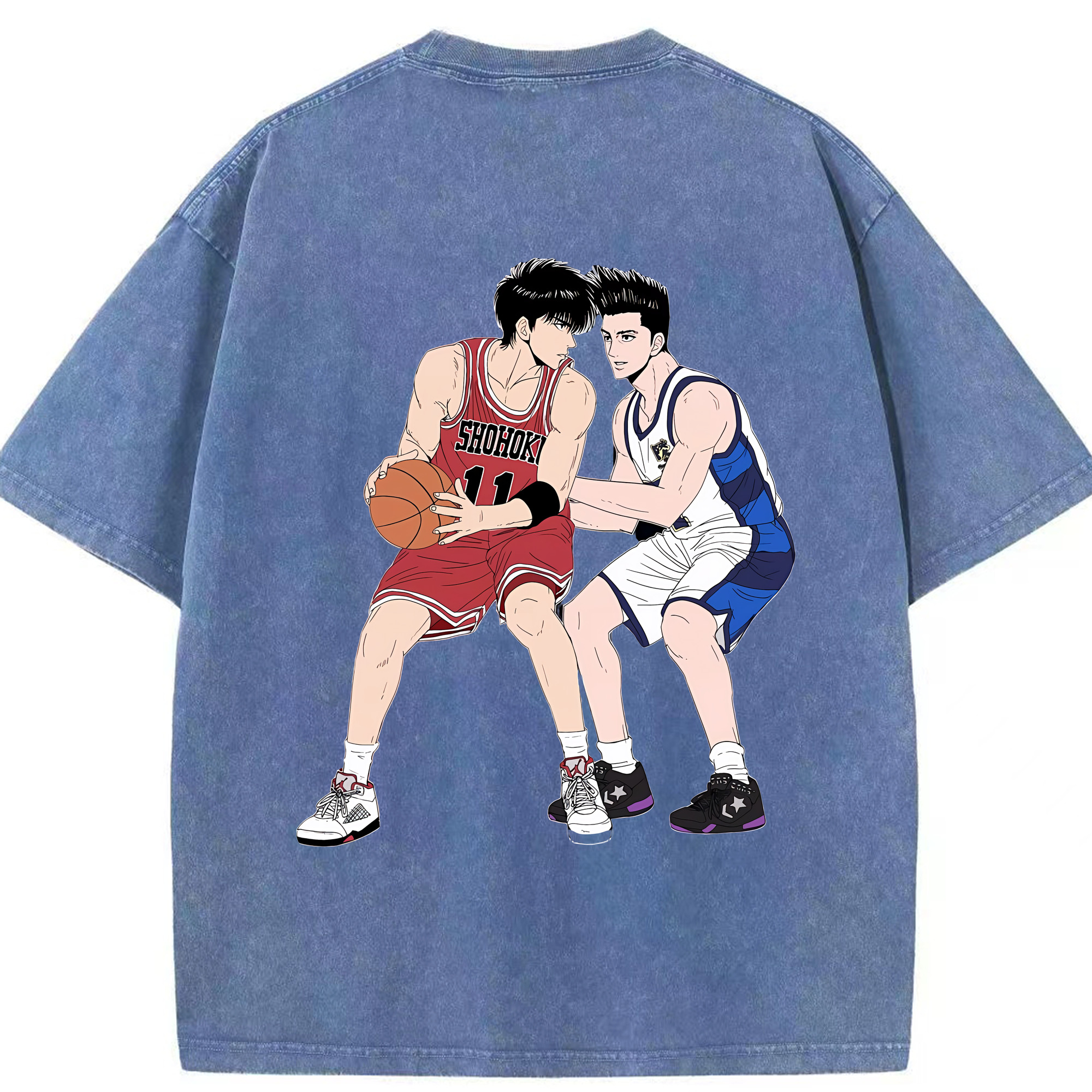 SLAM DUNK／スラムダンク 綿100% ヴィンテージ風 半袖Tシャツ（背面プリント）