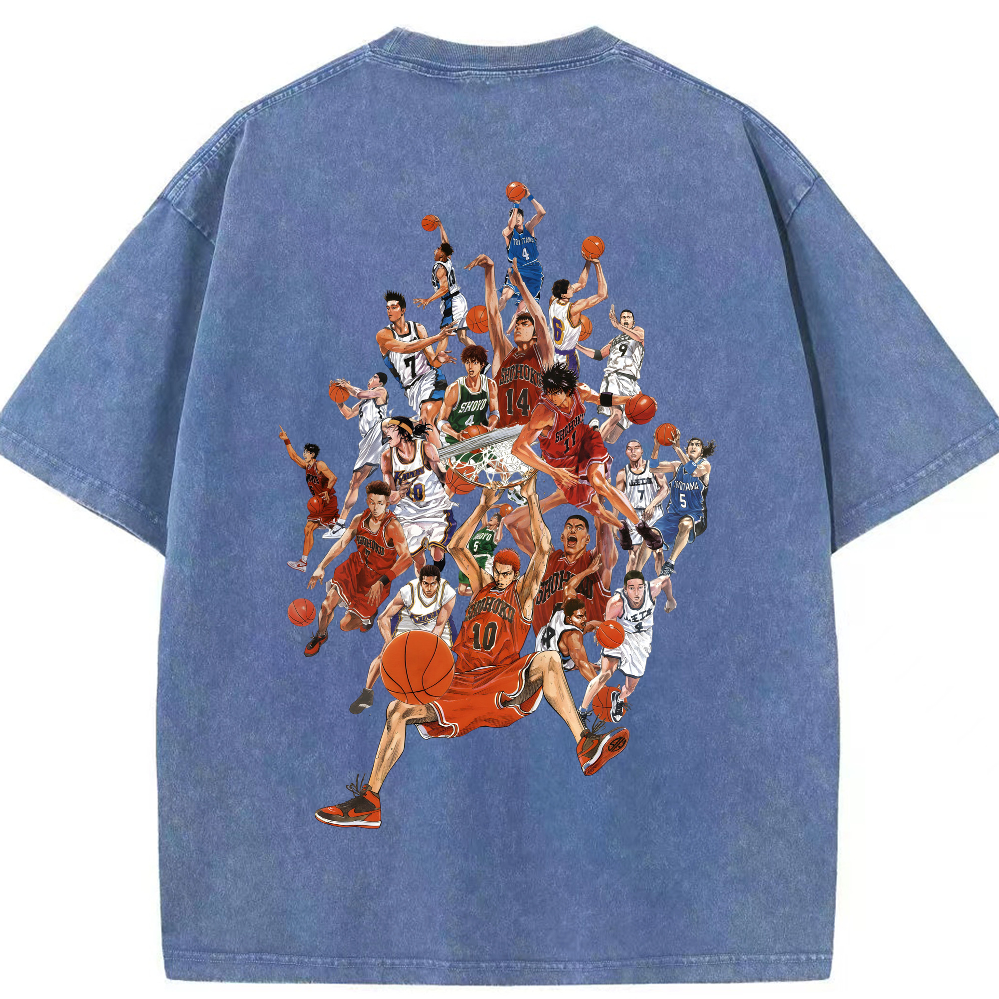 SLAM DUNK／スラムダンク 綿100% ヴィンテージ風 半袖Tシャツ（背面プリント）