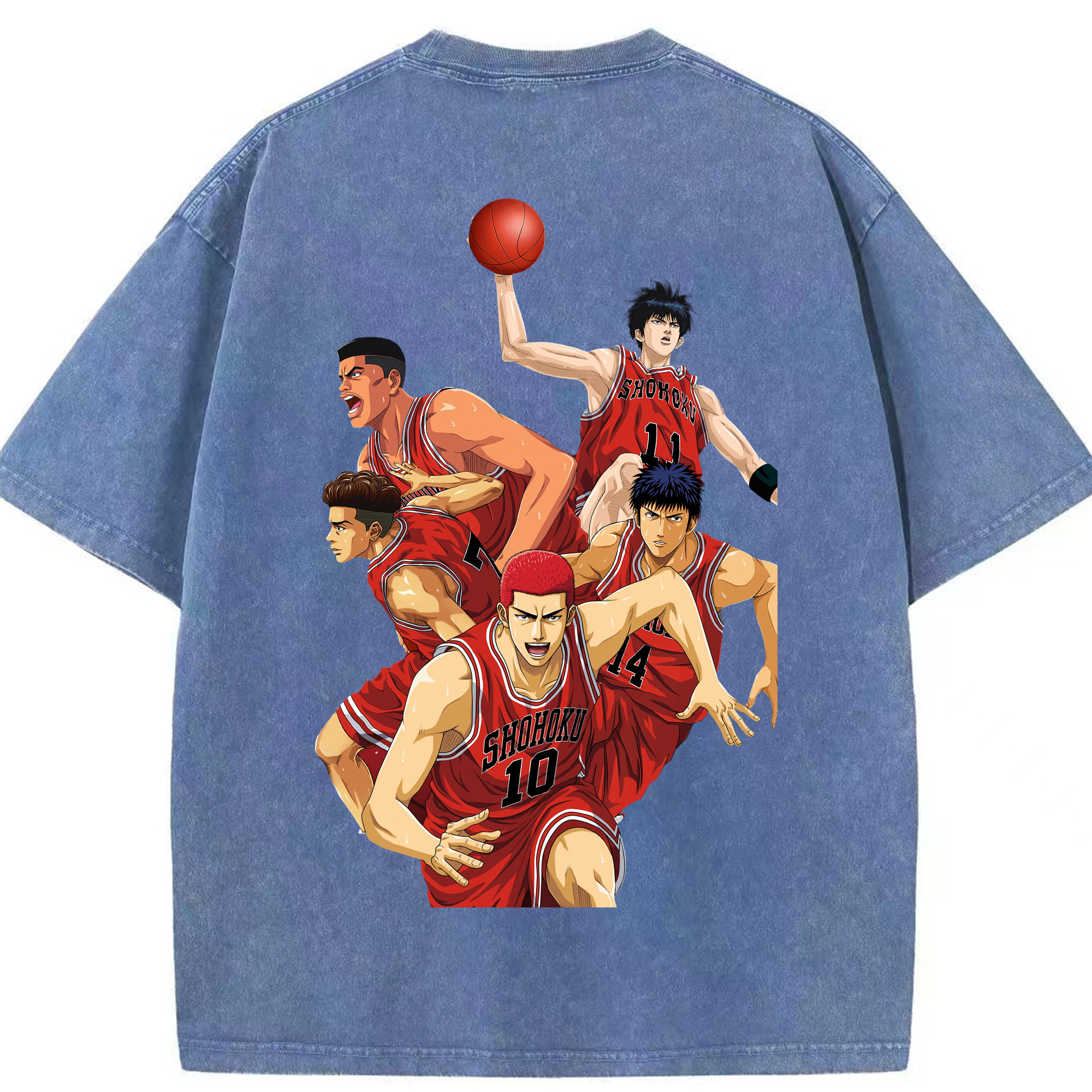 SLAM DUNK／スラムダンク 綿100% ヴィンテージ風 半袖Tシャツ（背面プリント）