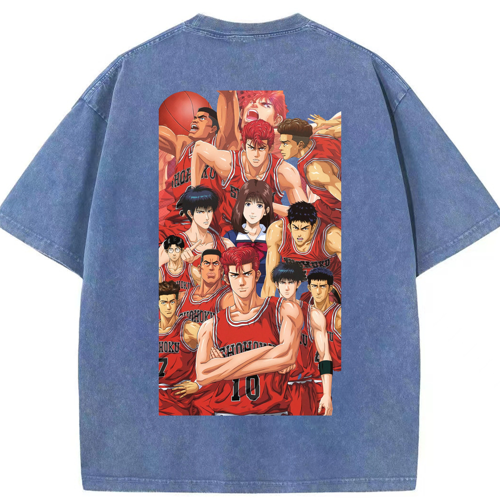 SLAM DUNK／スラムダンク 綿100% ヴィンテージ風 半袖Tシャツ（背面プリント）