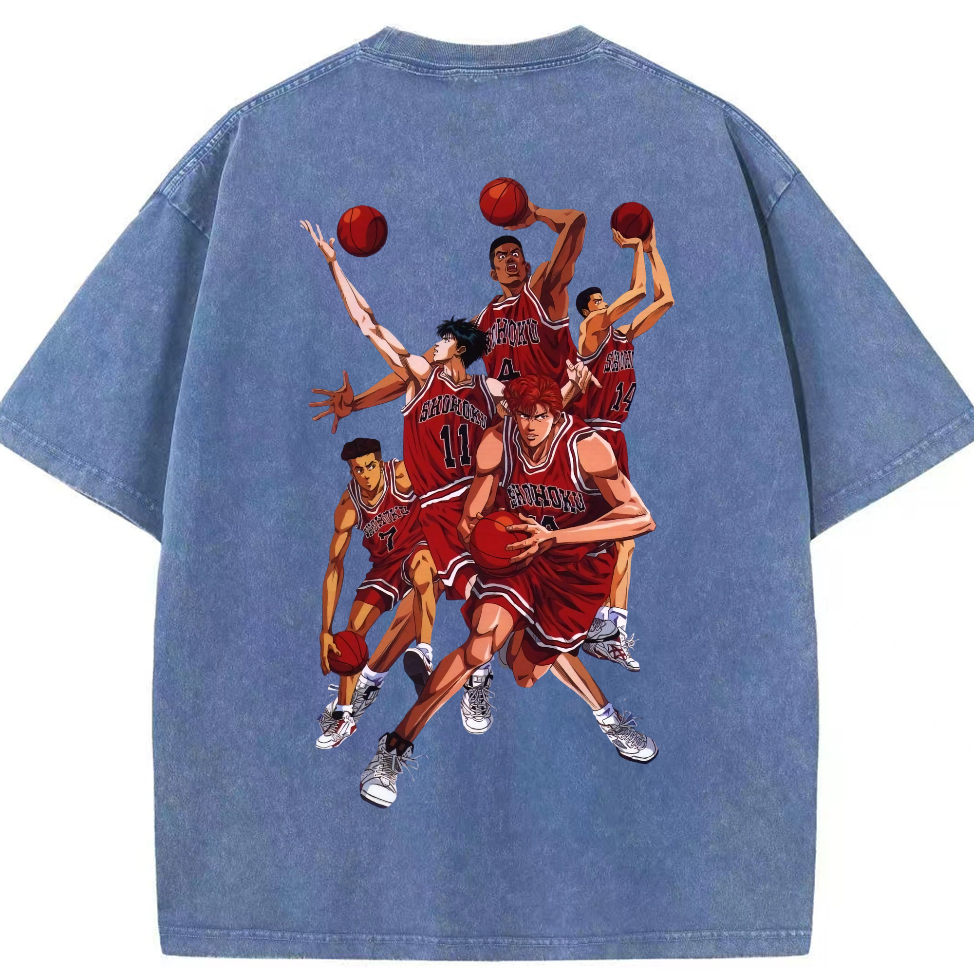 SLAM DUNK／スラムダンク 綿100% ヴィンテージ風 半袖Tシャツ（背面プリント）