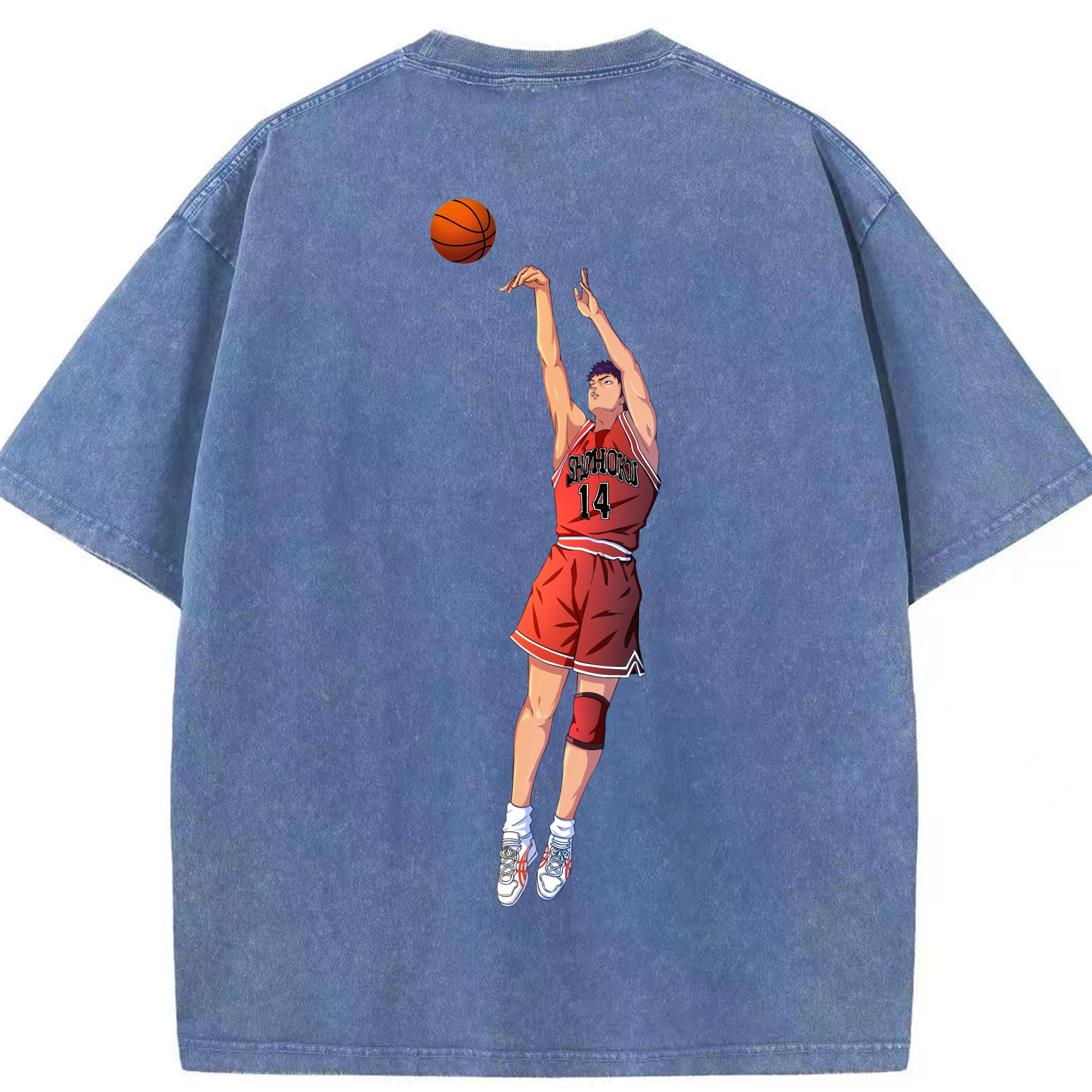 SLAM DUNK／スラムダンク 綿100% ヴィンテージ風 半袖Tシャツ（背面プリント）