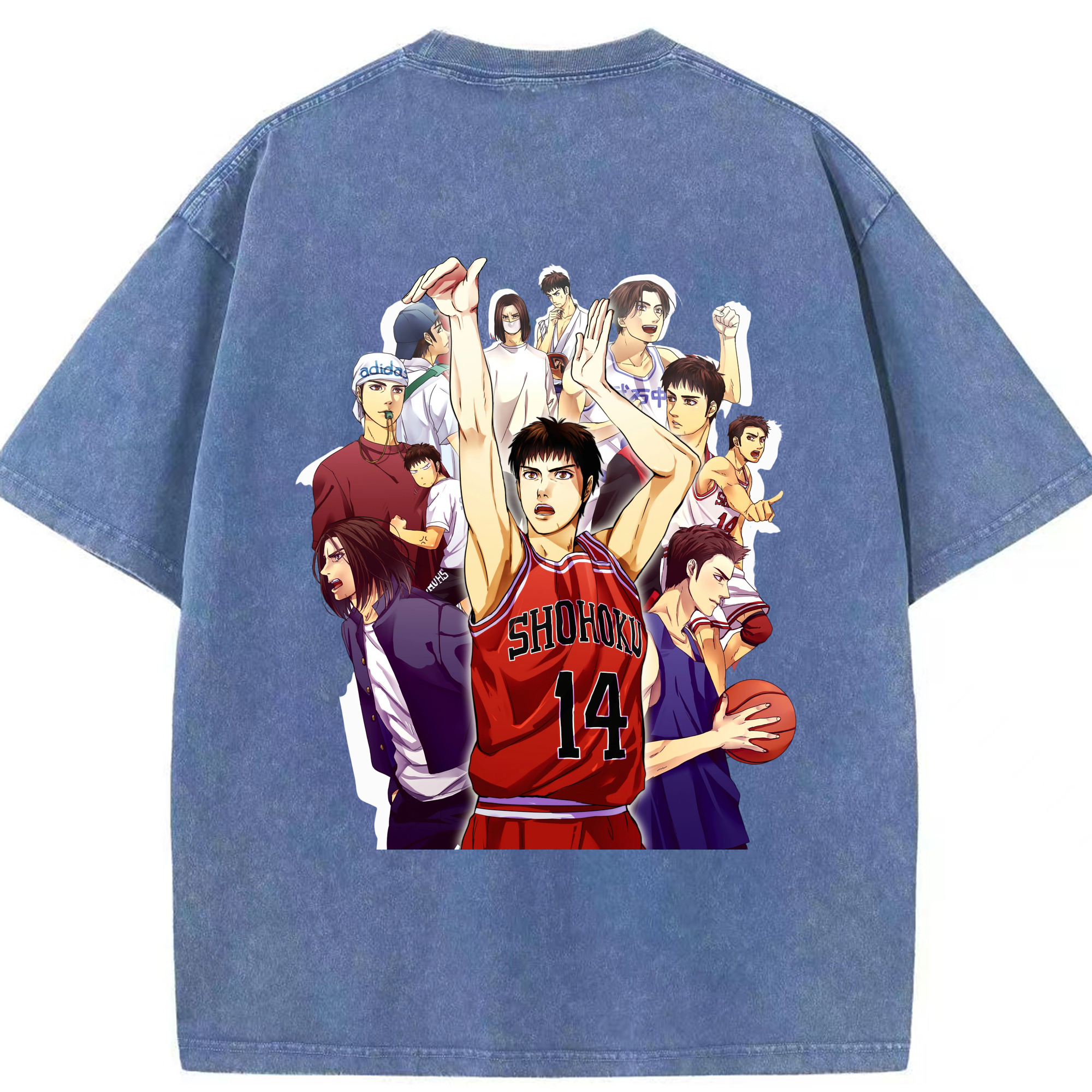 SLAM DUNK／スラムダンク 綿100% ヴィンテージ風 半袖Tシャツ（背面プリント）
