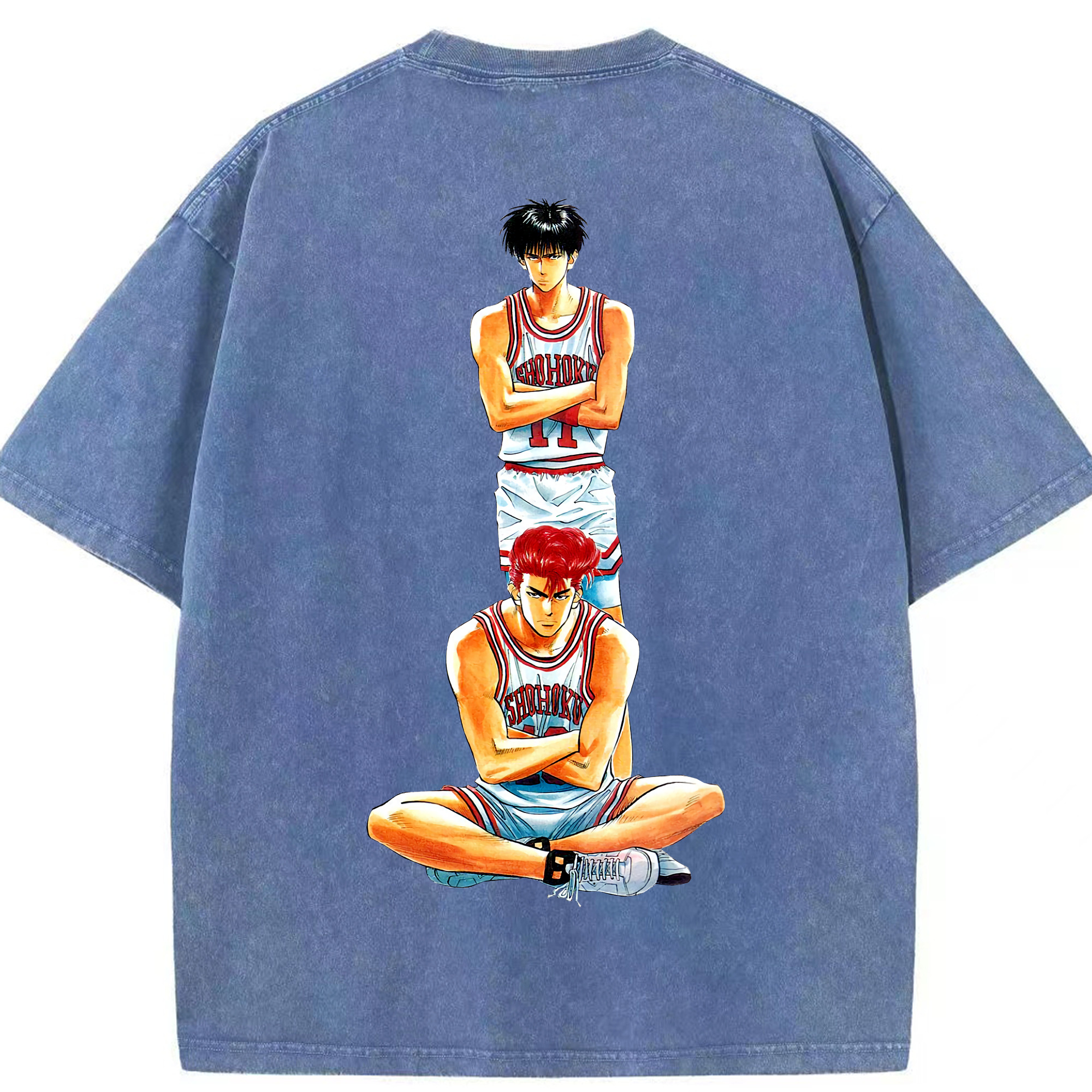 SLAM DUNK／スラムダンク 綿100% ヴィンテージ風 半袖Tシャツ（背面プリント）