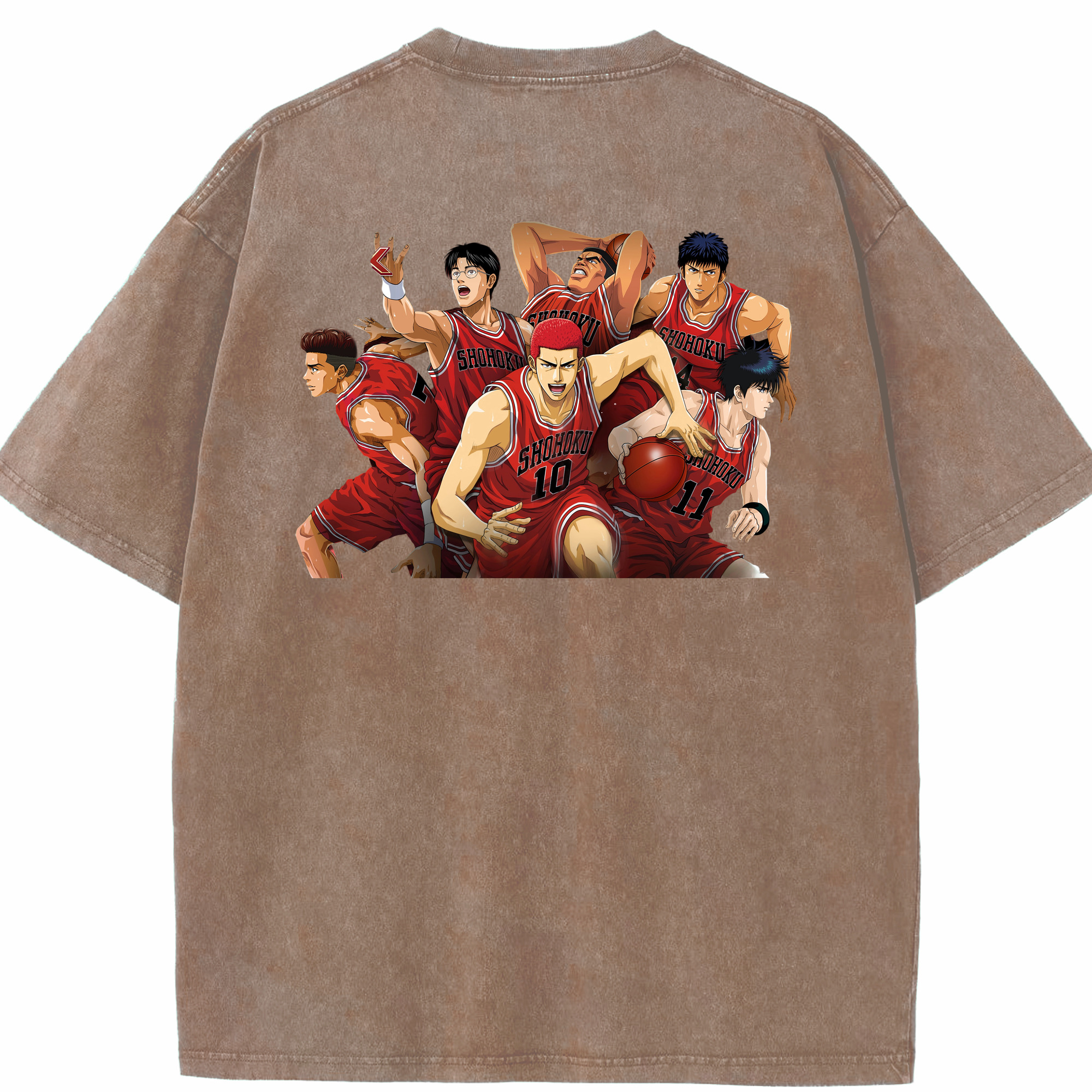 SLAM DUNK／スラムダンク 綿100% ヴィンテージ風 半袖Tシャツ（背面プリント）