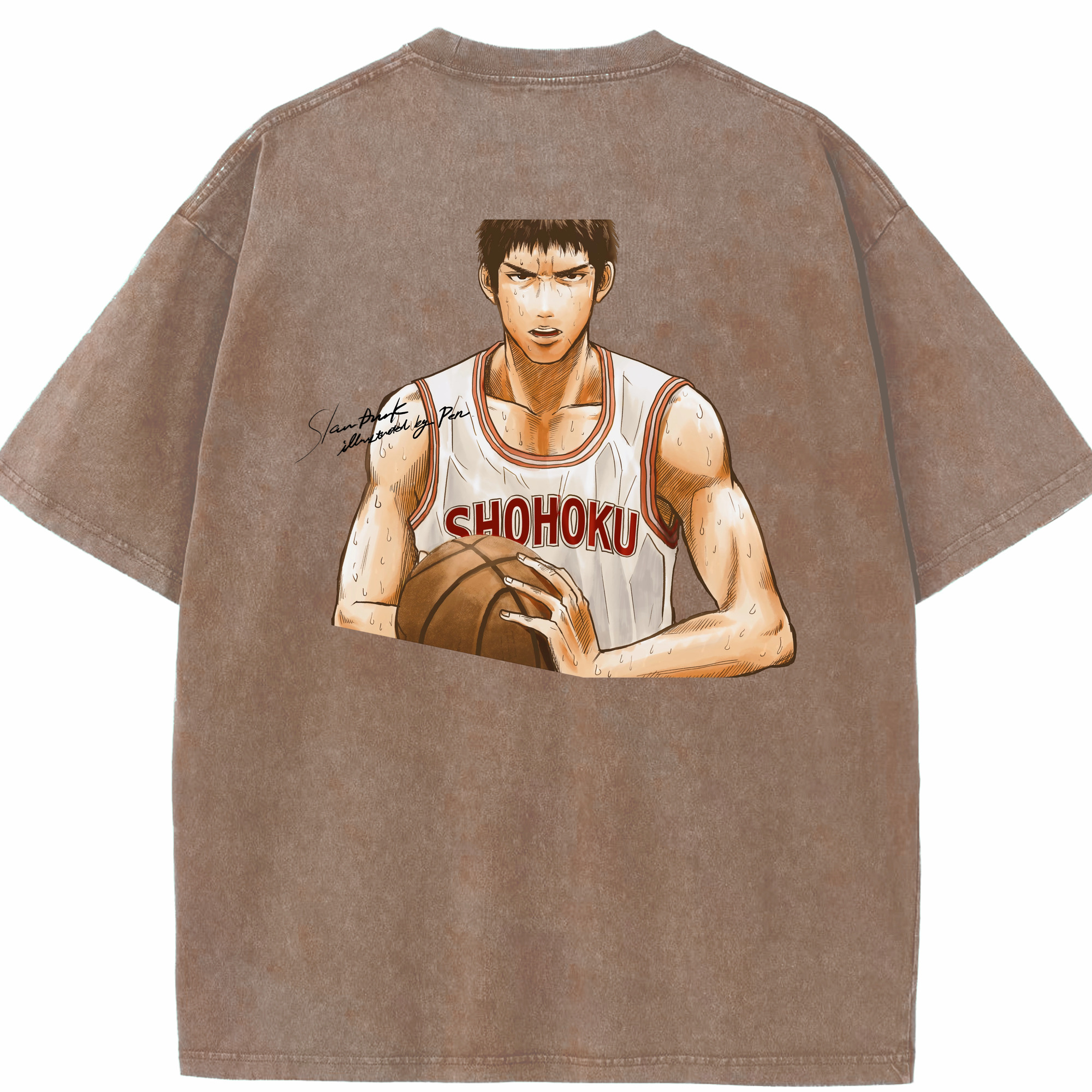 SLAM DUNK／スラムダンク 綿100% ヴィンテージ風 半袖Tシャツ（背面プリント）