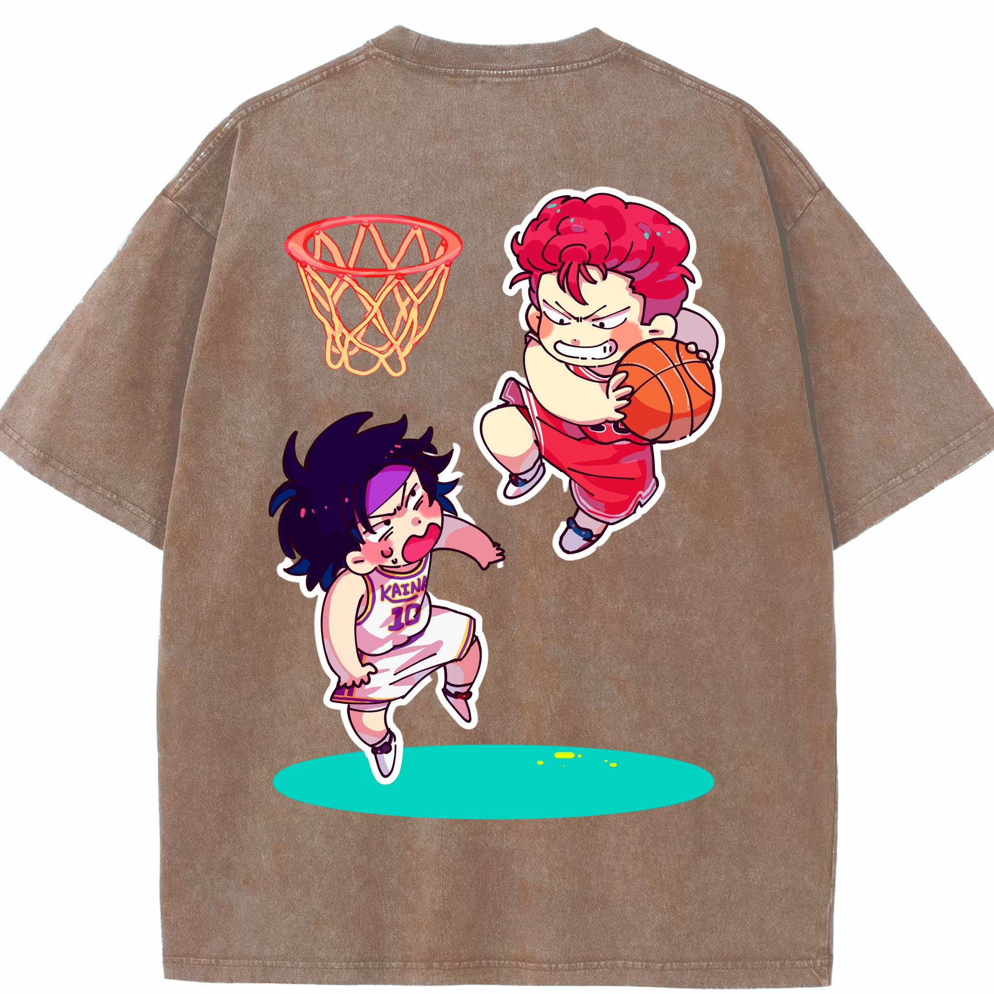 SLAM DUNK／スラムダンク 綿100% ヴィンテージ風 半袖Tシャツ（背面プリント）