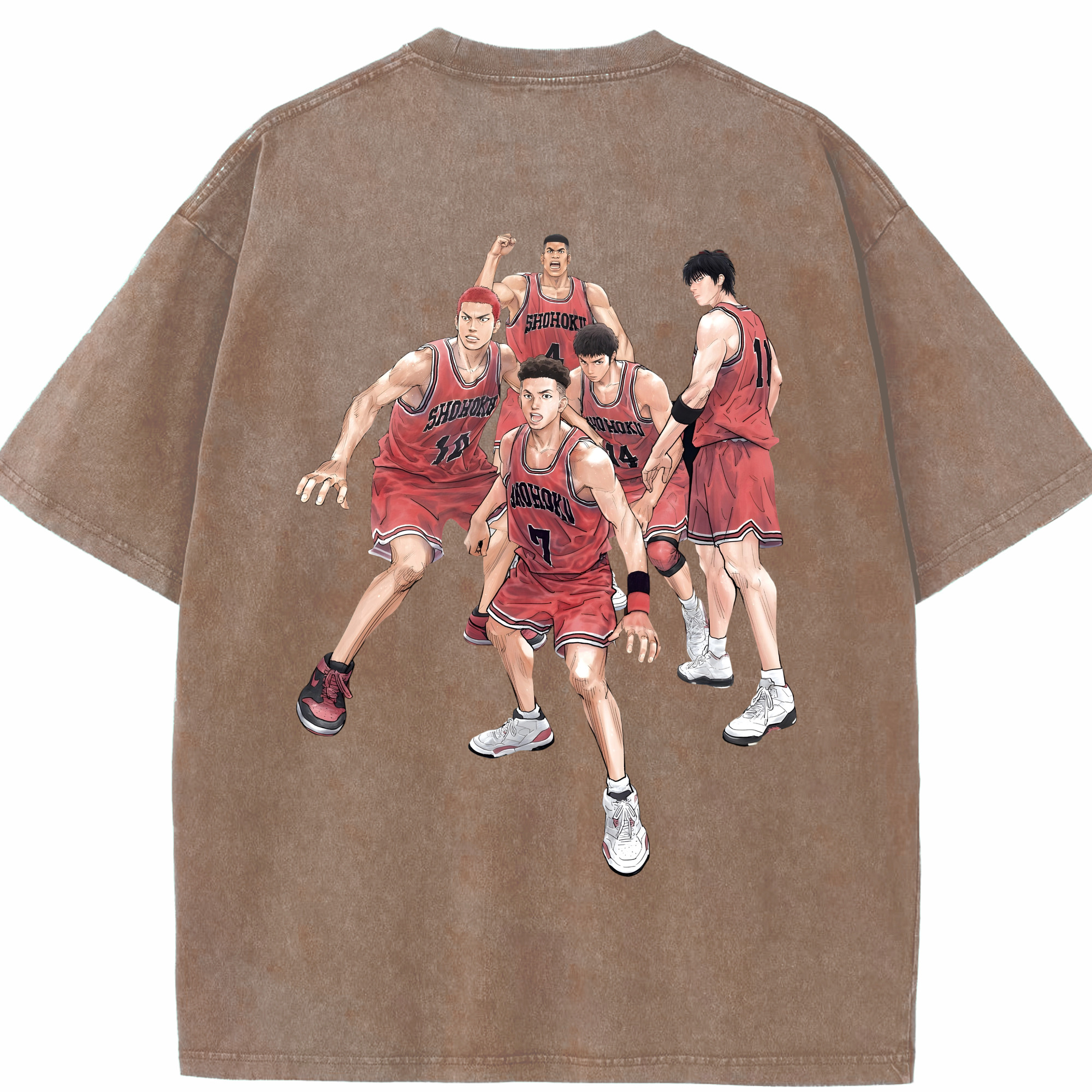 SLAM DUNK／スラムダンク 綿100% ヴィンテージ風 半袖Tシャツ（背面プリント）