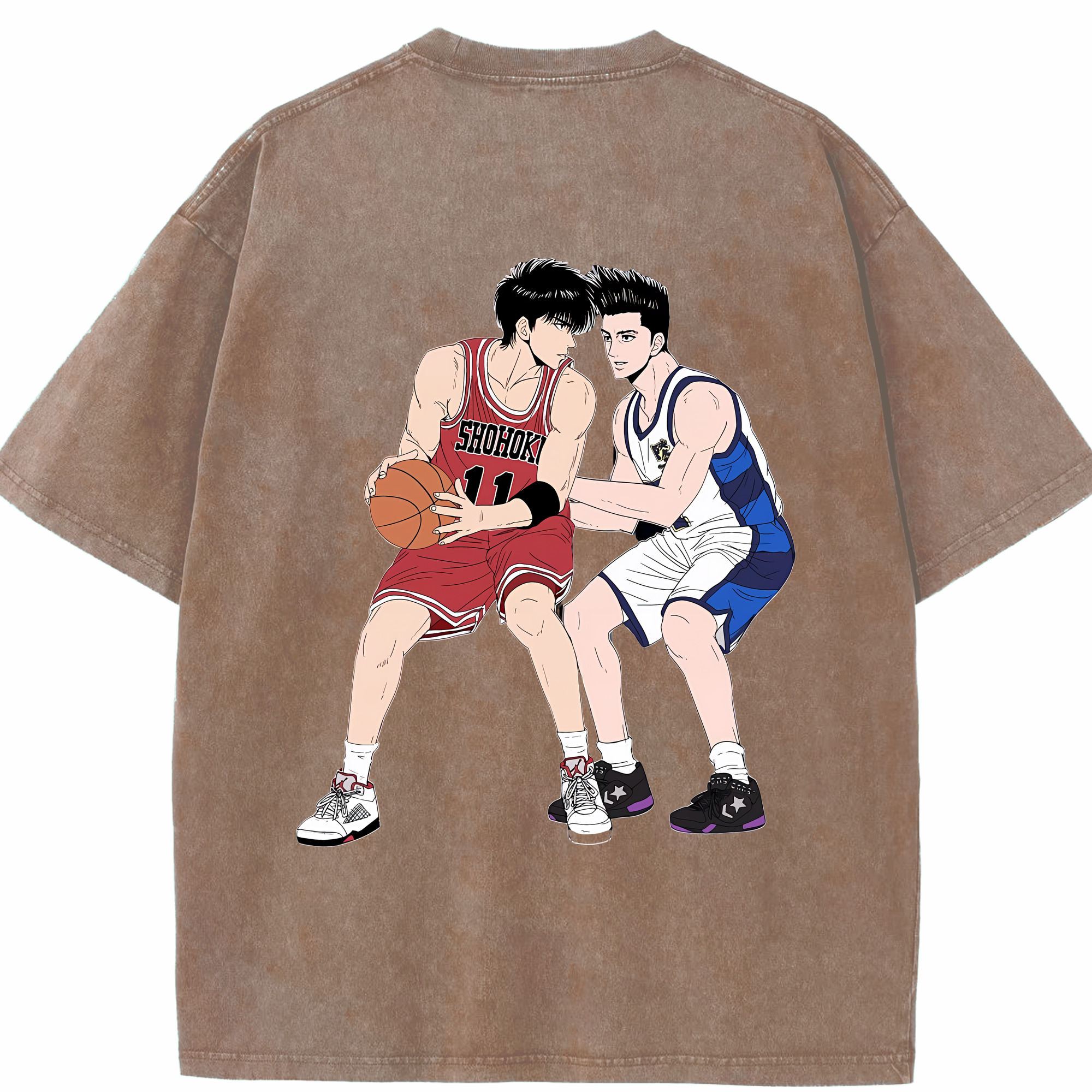 SLAM DUNK／スラムダンク 綿100% ヴィンテージ風 半袖Tシャツ（背面プリント）