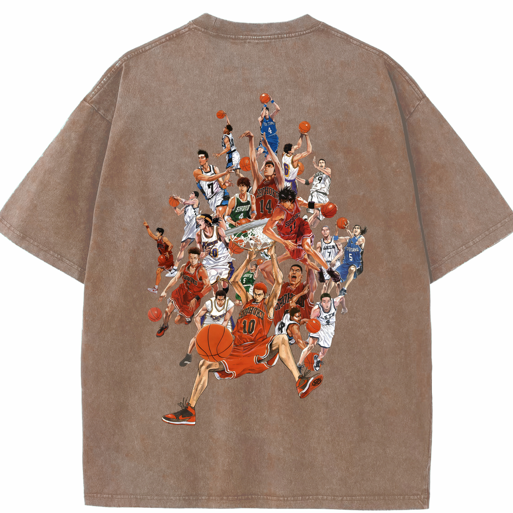 SLAM DUNK／スラムダンク 綿100% ヴィンテージ風 半袖Tシャツ（背面プリント）