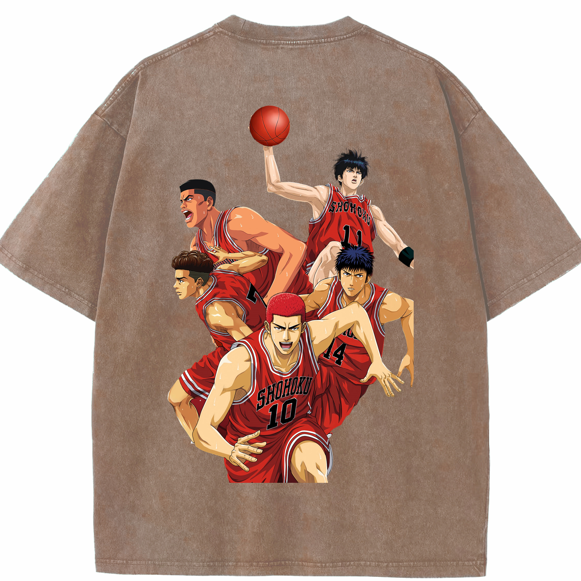 SLAM DUNK／スラムダンク 綿100% ヴィンテージ風 半袖Tシャツ（背面プリント）