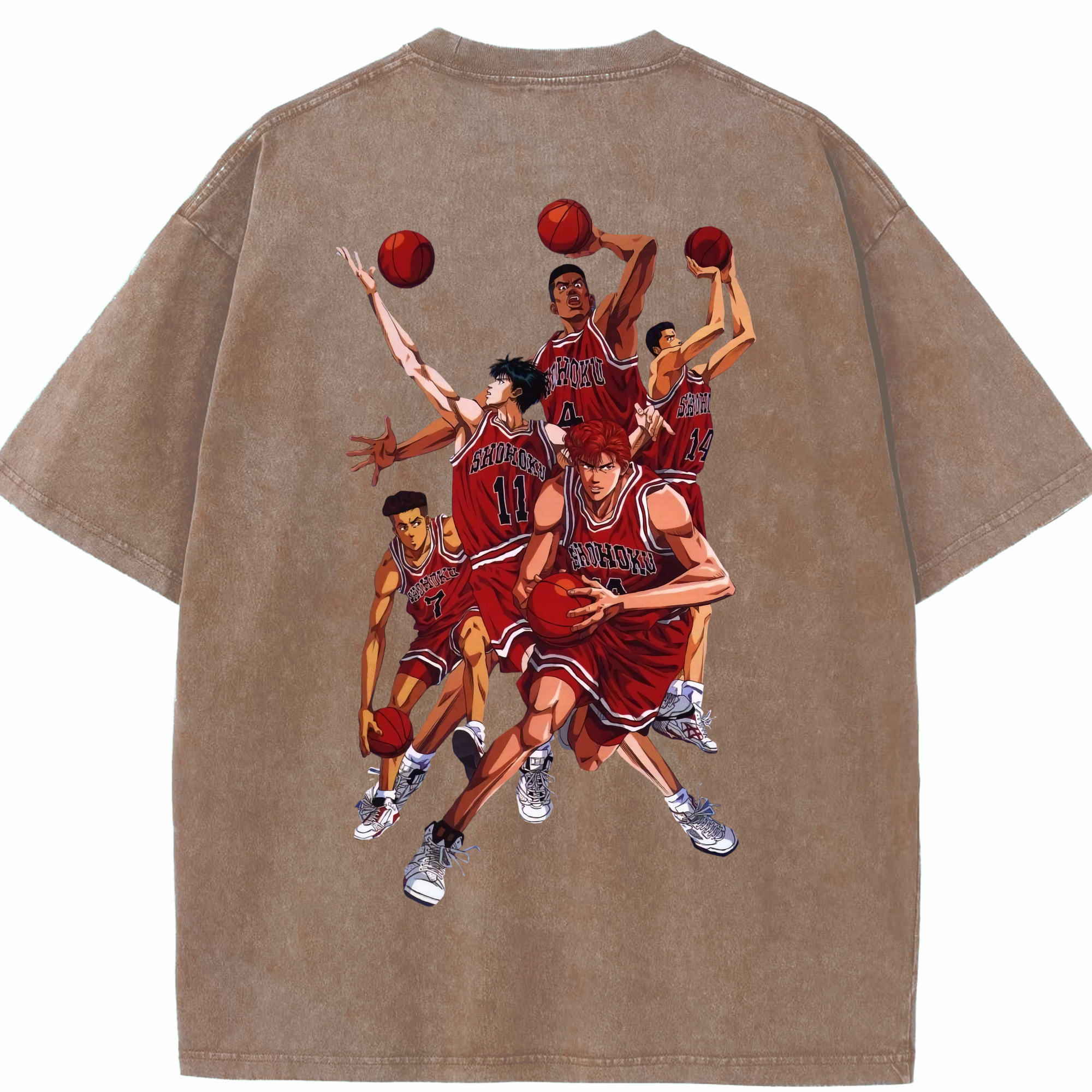 SLAM DUNK／スラムダンク 綿100% ヴィンテージ風 半袖Tシャツ（背面プリント）