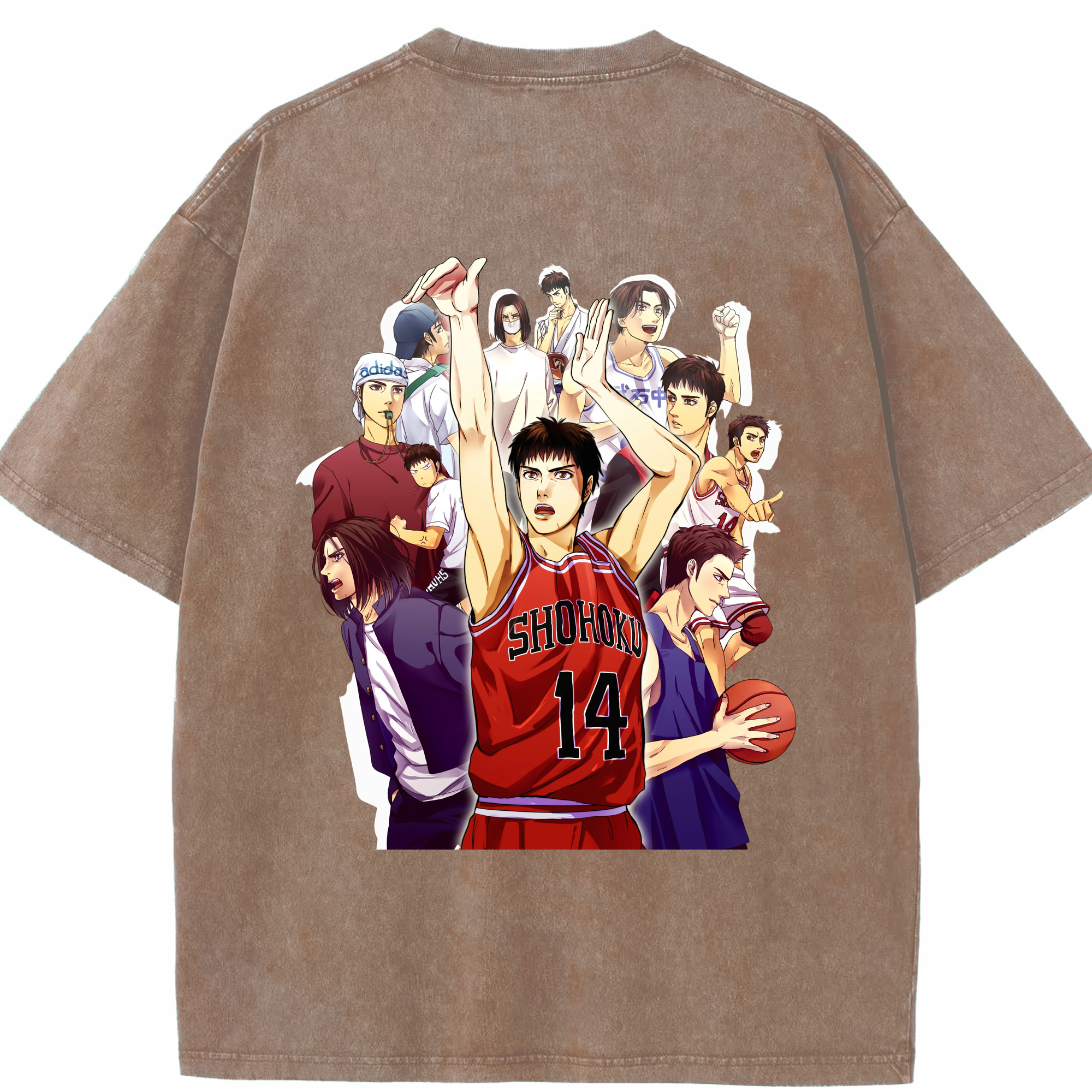SLAM DUNK／スラムダンク 綿100% ヴィンテージ風 半袖Tシャツ（背面プリント）