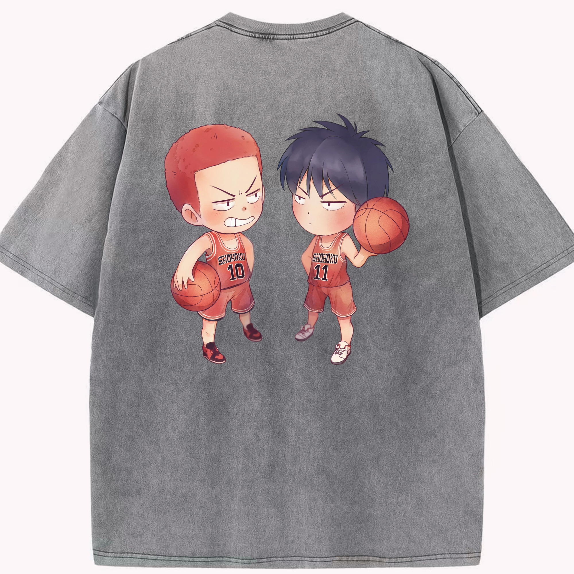 SLAM DUNK／スラムダンク 綿100% ヴィンテージ風 半袖Tシャツ（背面プリント）