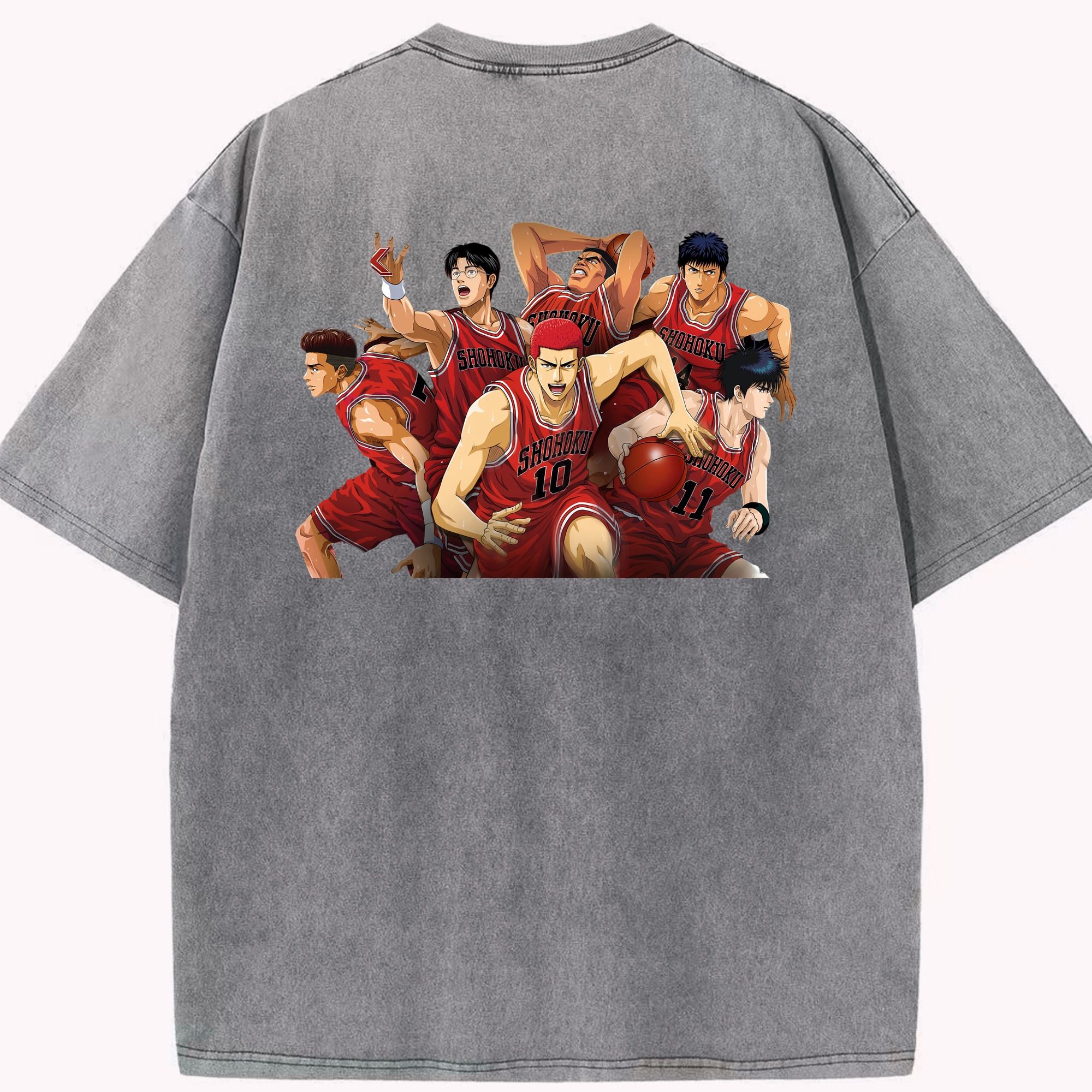 SLAM DUNK／スラムダンク 綿100% ヴィンテージ風 半袖Tシャツ（背面プリント）