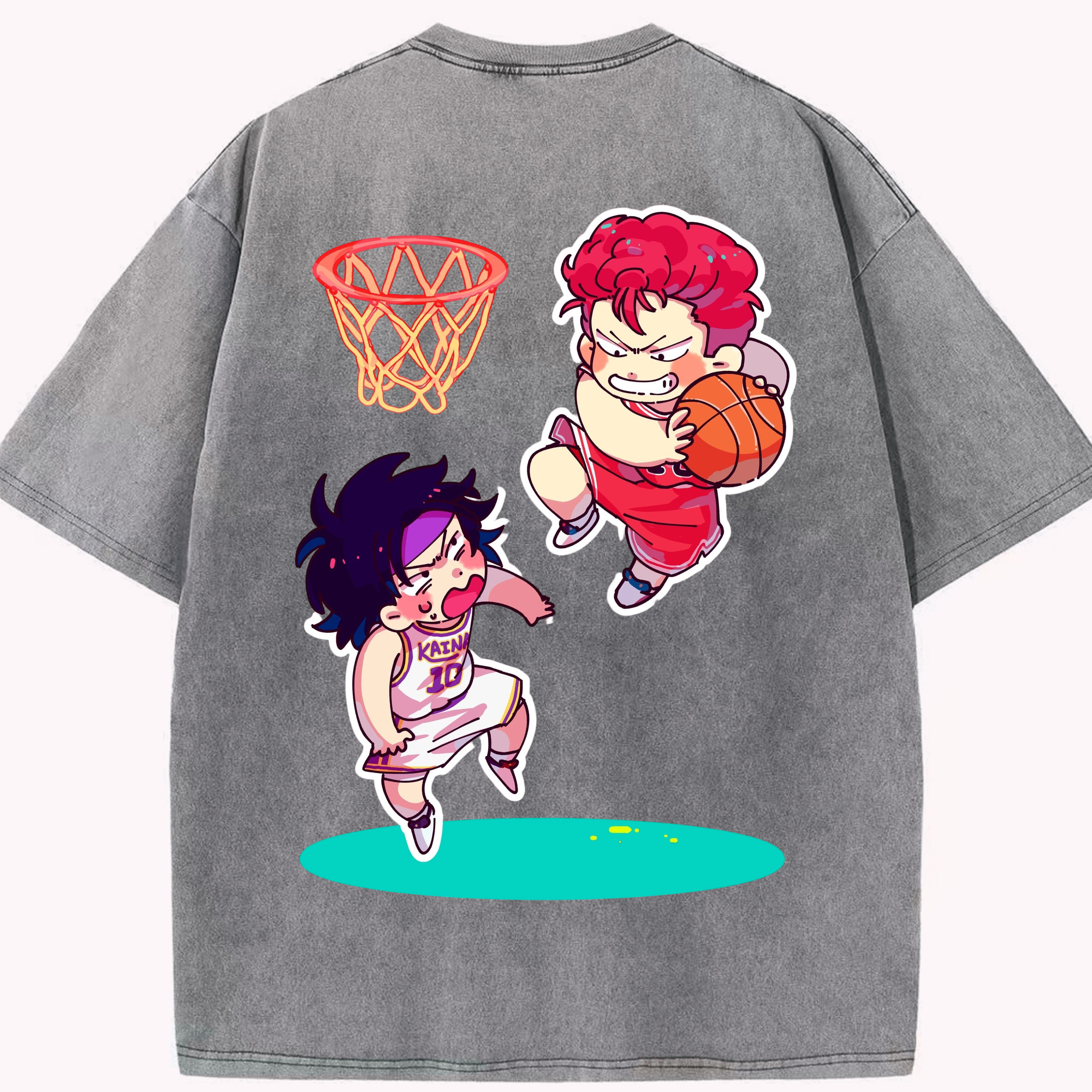SLAM DUNK／スラムダンク 綿100% ヴィンテージ風 半袖Tシャツ（背面プリント）