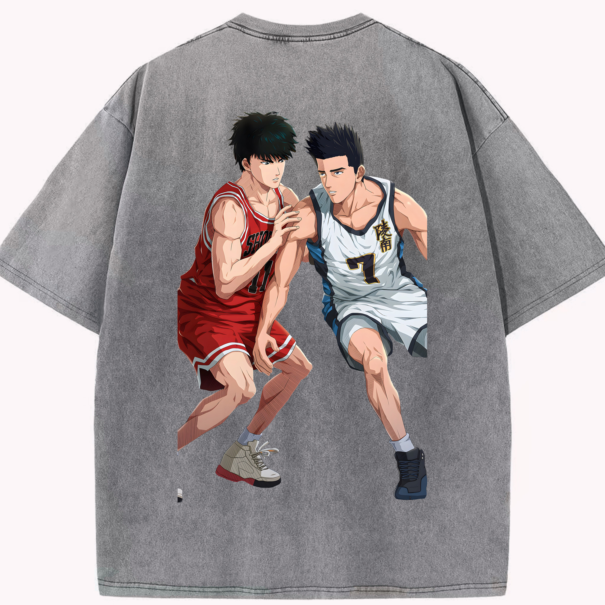 SLAM DUNK／スラムダンク 綿100% ヴィンテージ風 半袖Tシャツ（背面プリント）