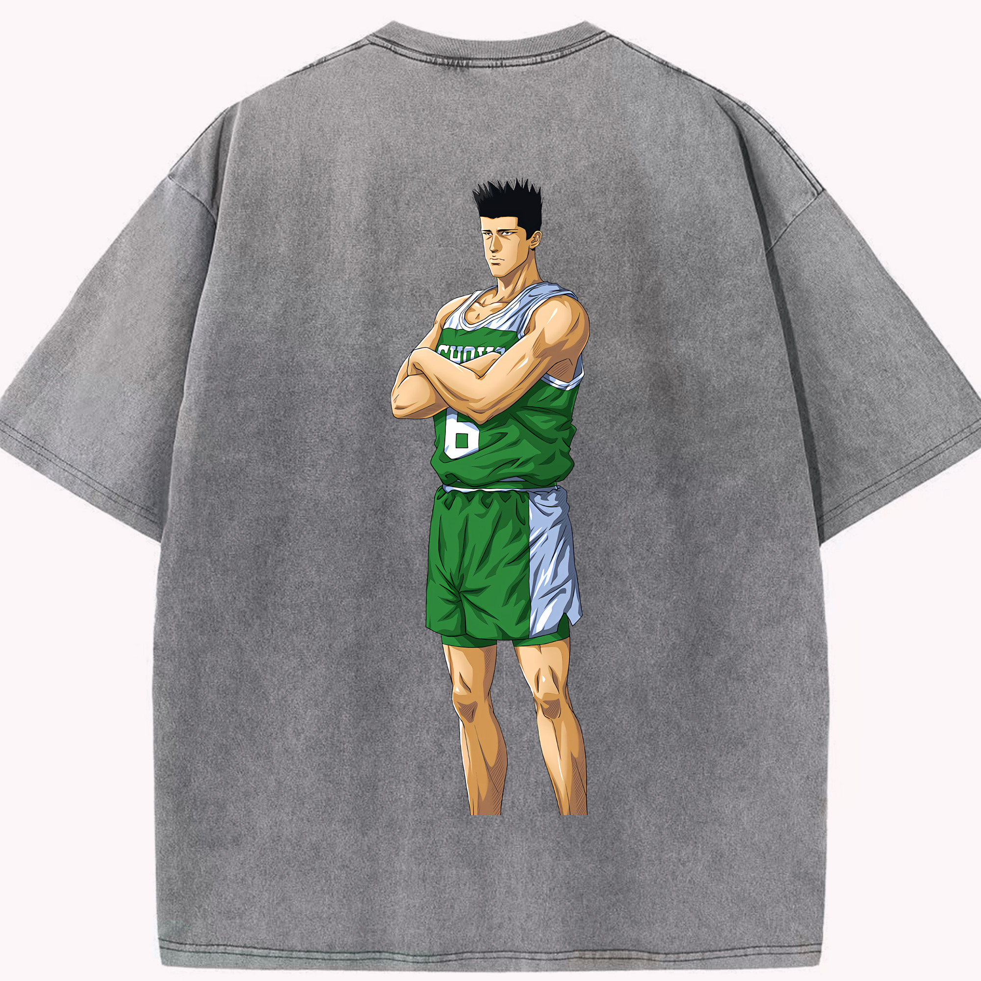 SLAM DUNK／スラムダンク 綿100% ヴィンテージ風 半袖Tシャツ（背面プリント）