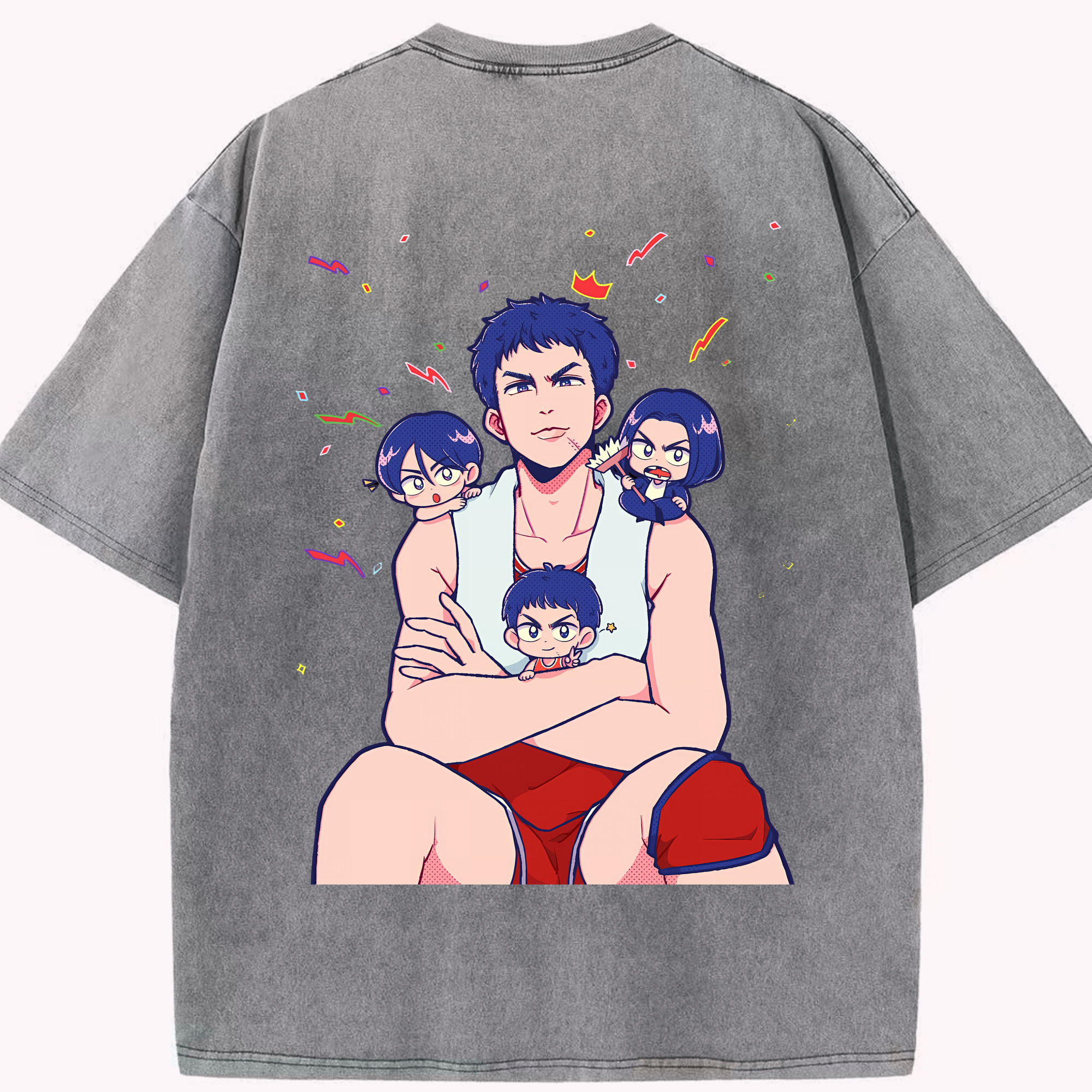 SLAM DUNK／スラムダンク 綿100% ヴィンテージ風 半袖Tシャツ（背面プリント）
