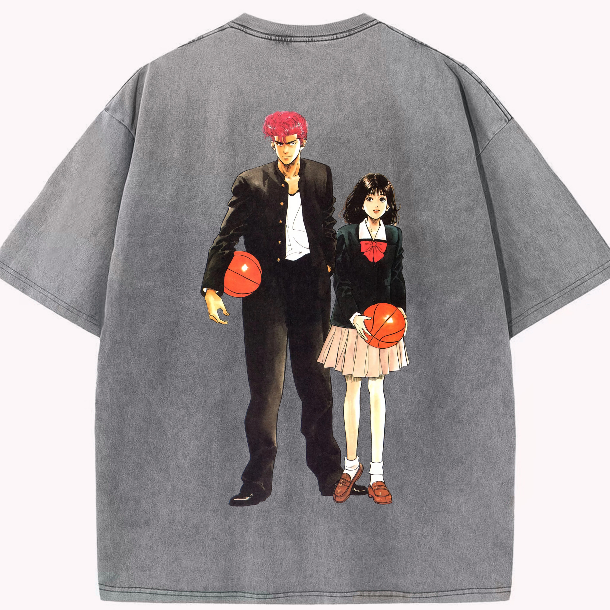 SLAM DUNK／スラムダンク 綿100% ヴィンテージ風 半袖Tシャツ（背面プリント）