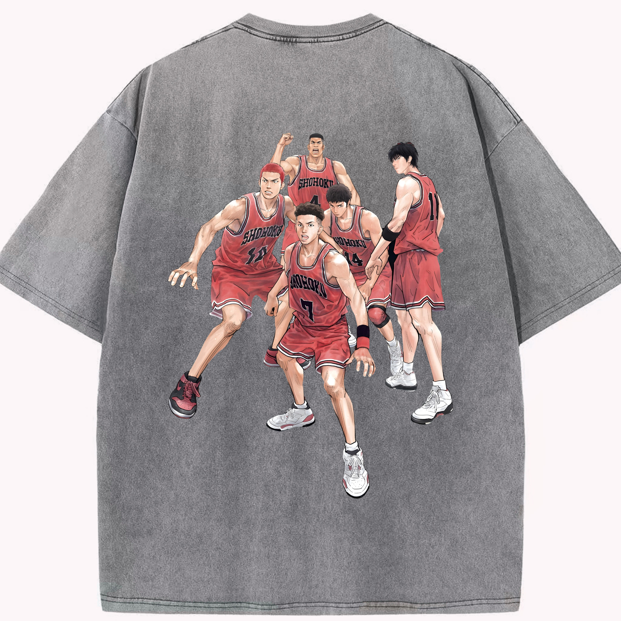 SLAM DUNK／スラムダンク 綿100% ヴィンテージ風 半袖Tシャツ（背面プリント）