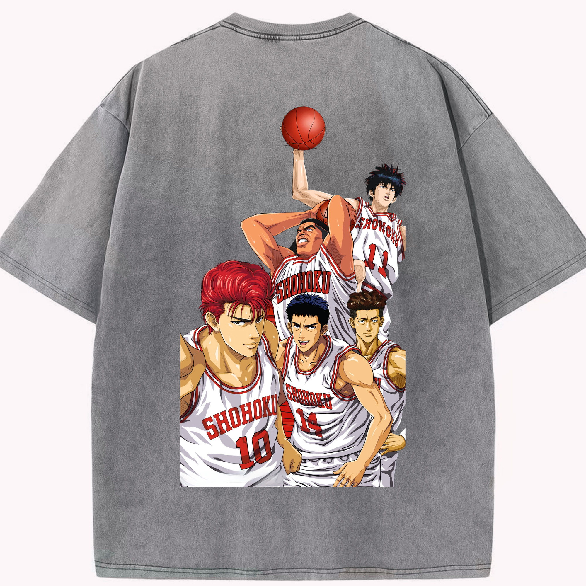 SLAM DUNK／スラムダンク 綿100% ヴィンテージ風 半袖Tシャツ（背面プリント）