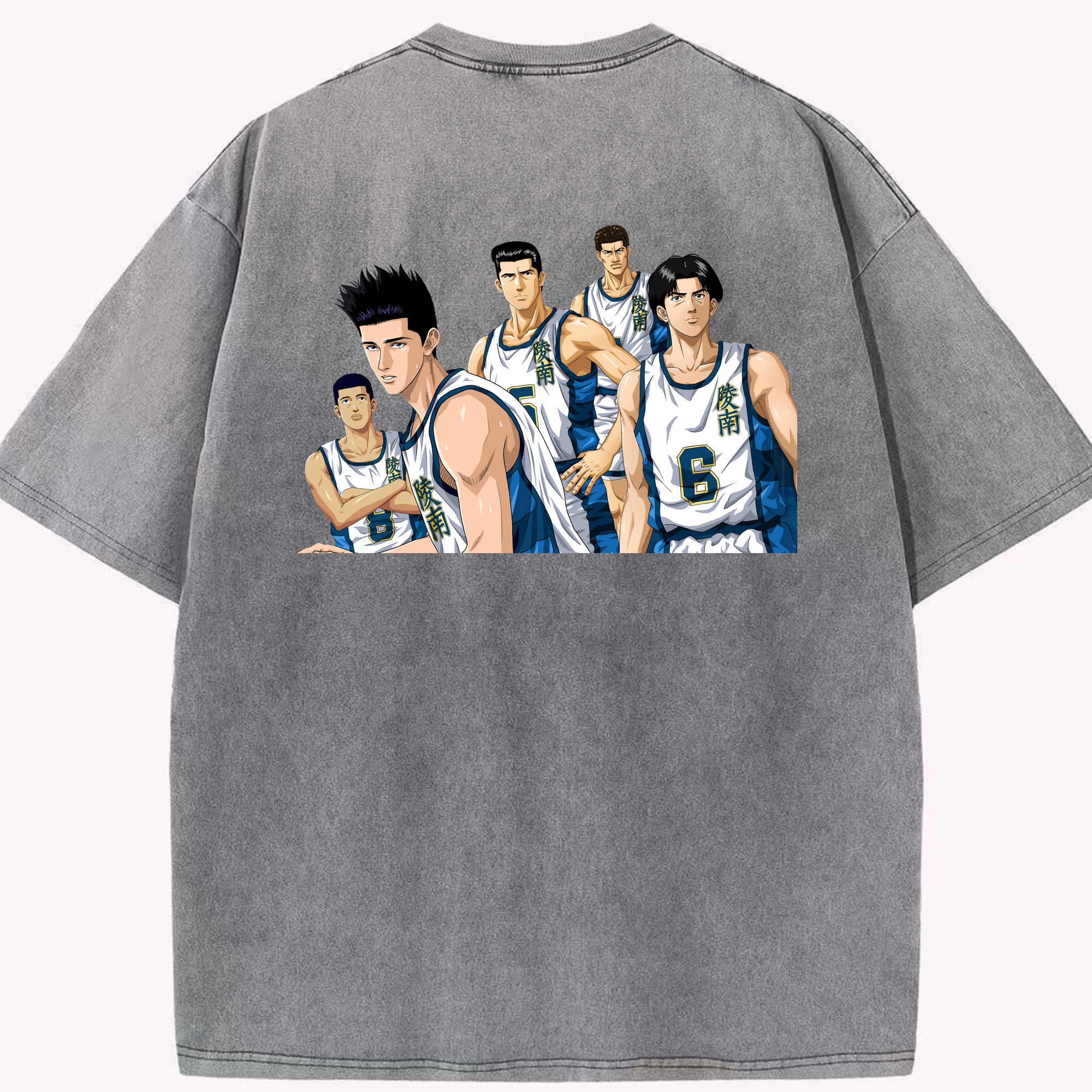 SLAM DUNK／スラムダンク 綿100% ヴィンテージ風 半袖Tシャツ（背面プリント）