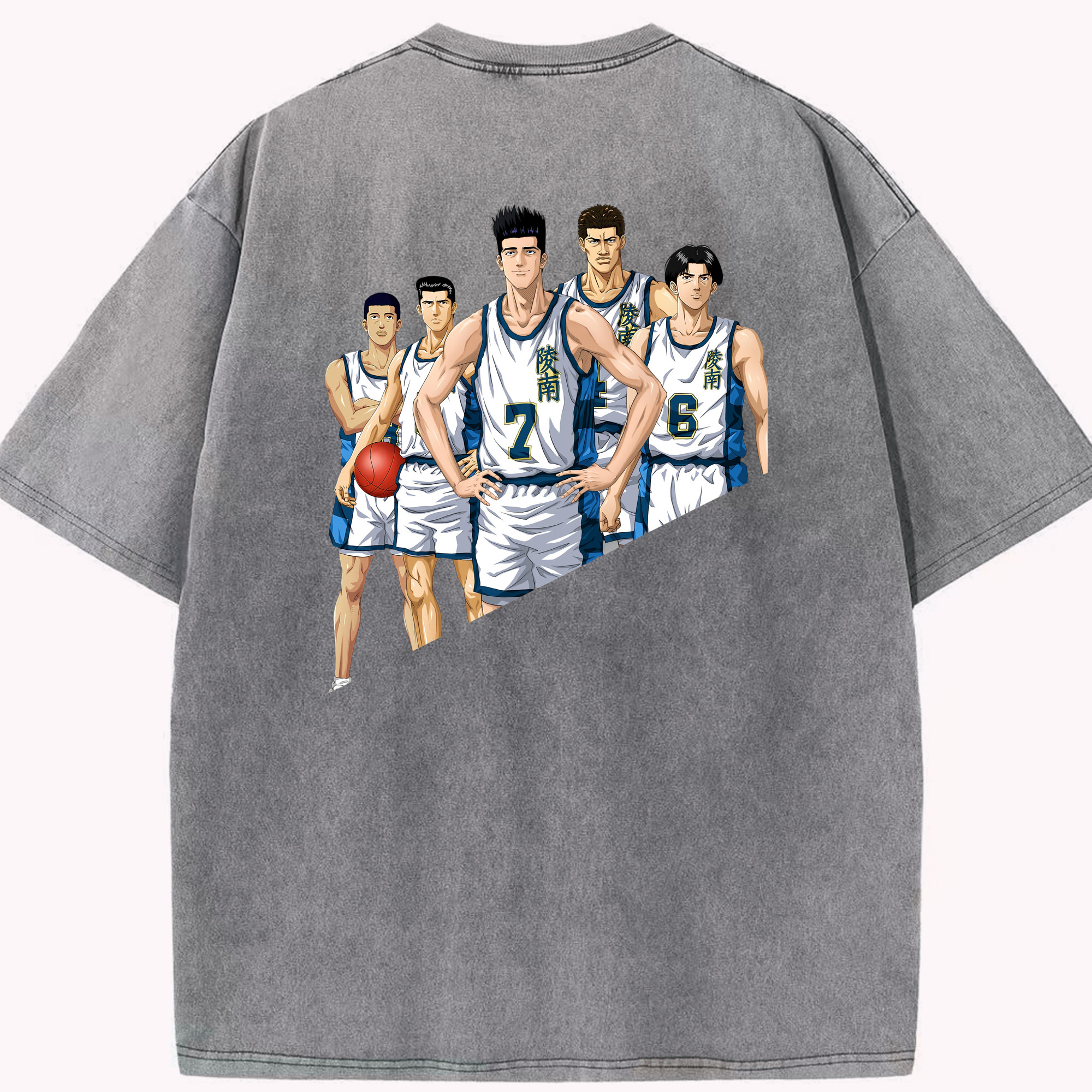 SLAM DUNK／スラムダンク 綿100% ヴィンテージ風 半袖Tシャツ（背面プリント）