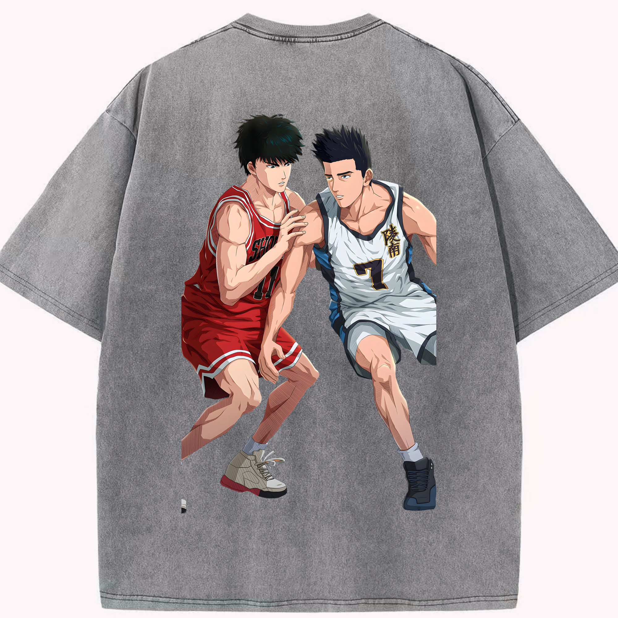 SLAM DUNK／スラムダンク 綿100% ヴィンテージ風 半袖Tシャツ（背面プリント）