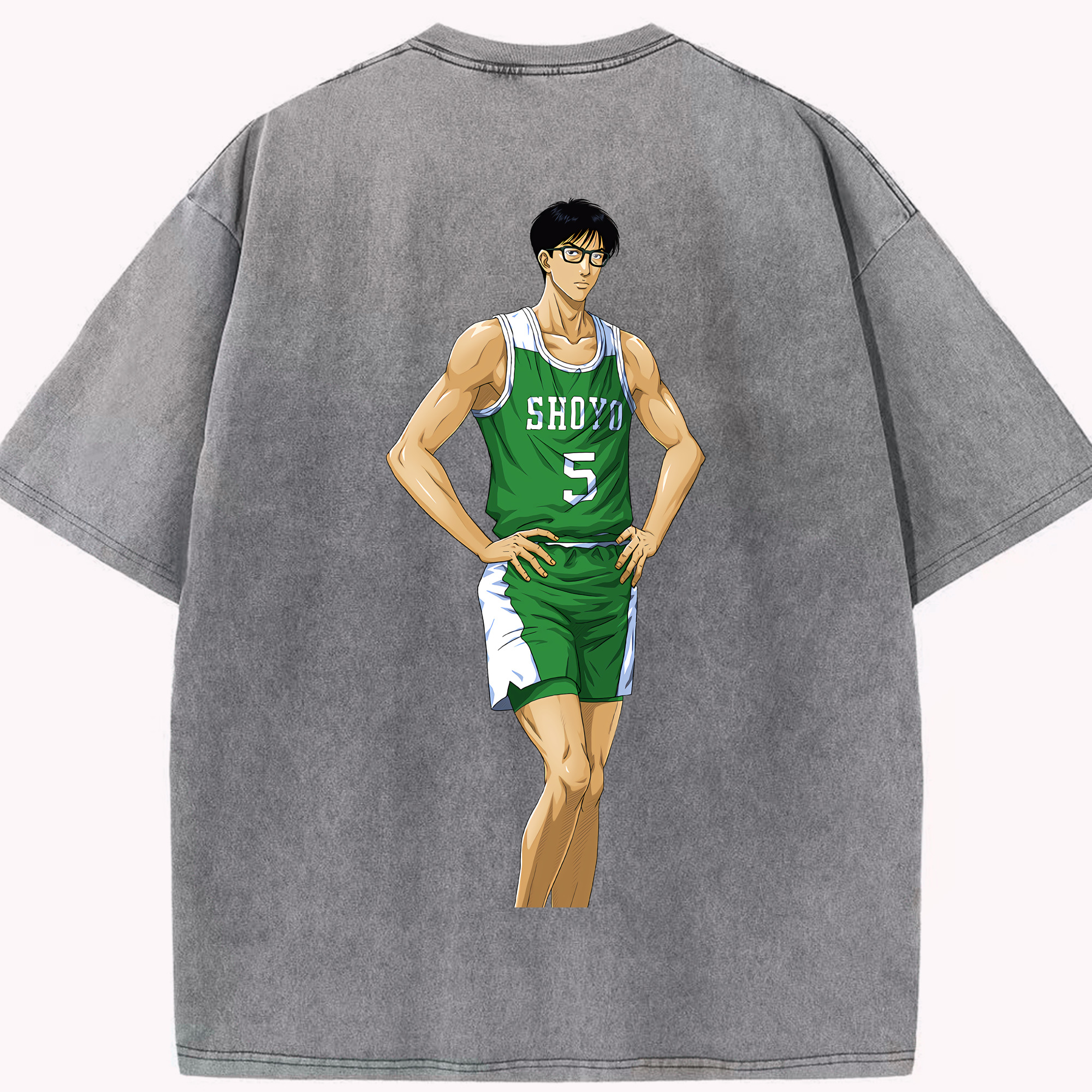 SLAM DUNK／スラムダンク 綿100% ヴィンテージ風 半袖Tシャツ（背面プリント）