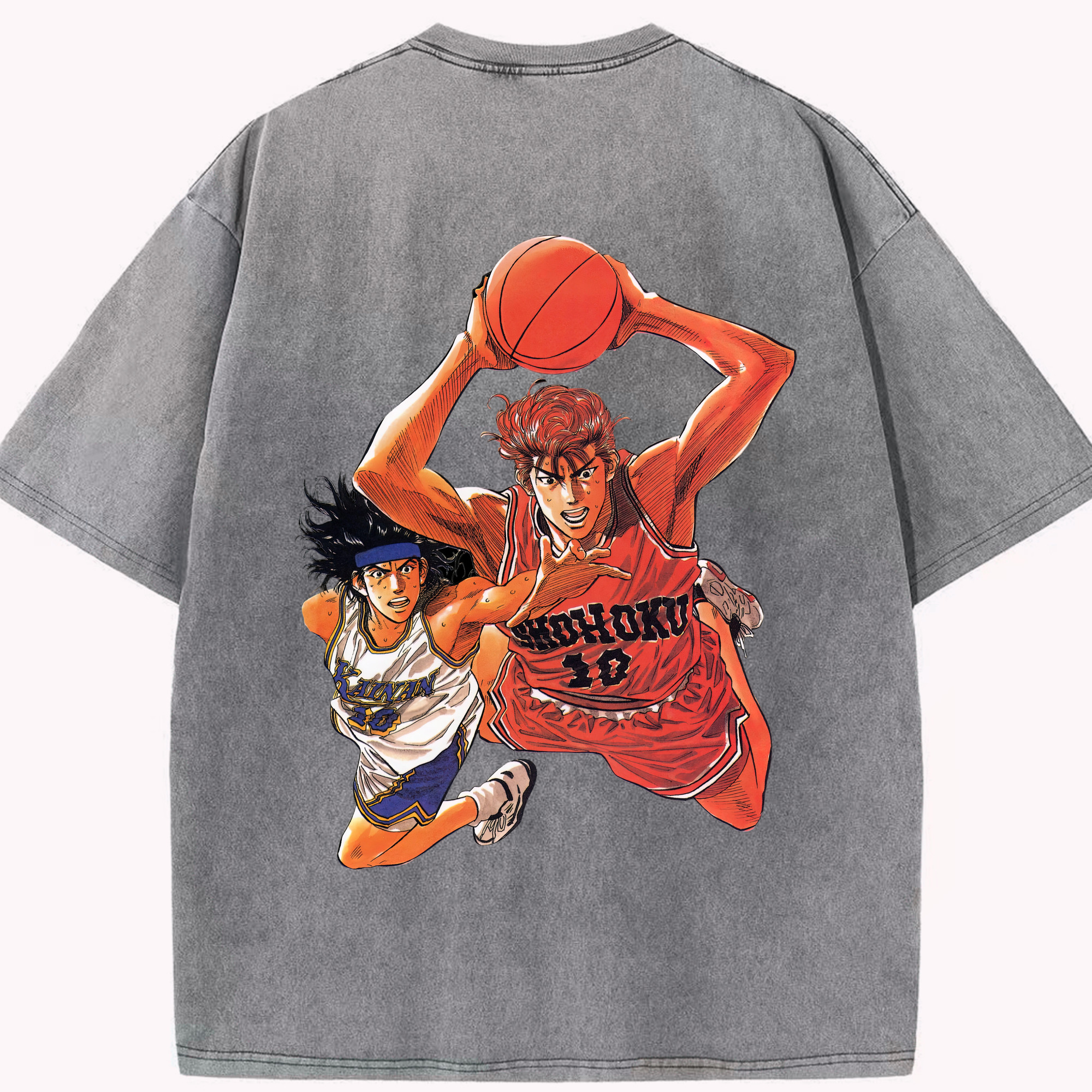 SLAM DUNK／スラムダンク 綿100% ヴィンテージ風 半袖Tシャツ（背面プリント）