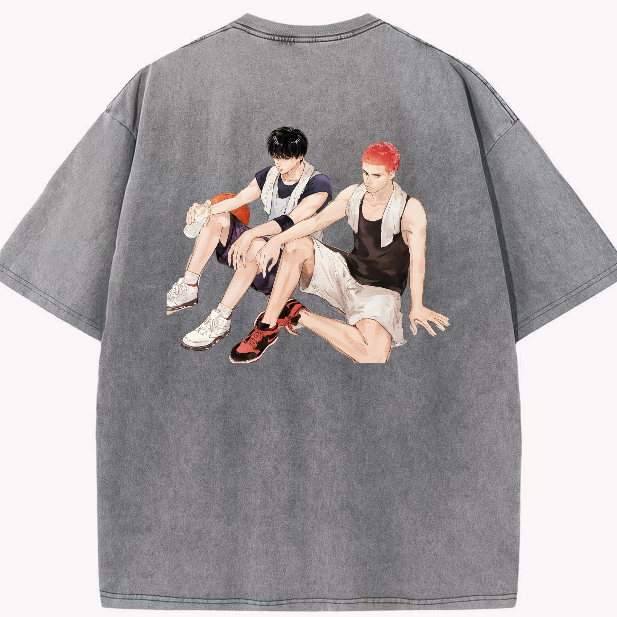 SLAM DUNK／スラムダンク 綿100% ヴィンテージ風 半袖Tシャツ（背面プリント）