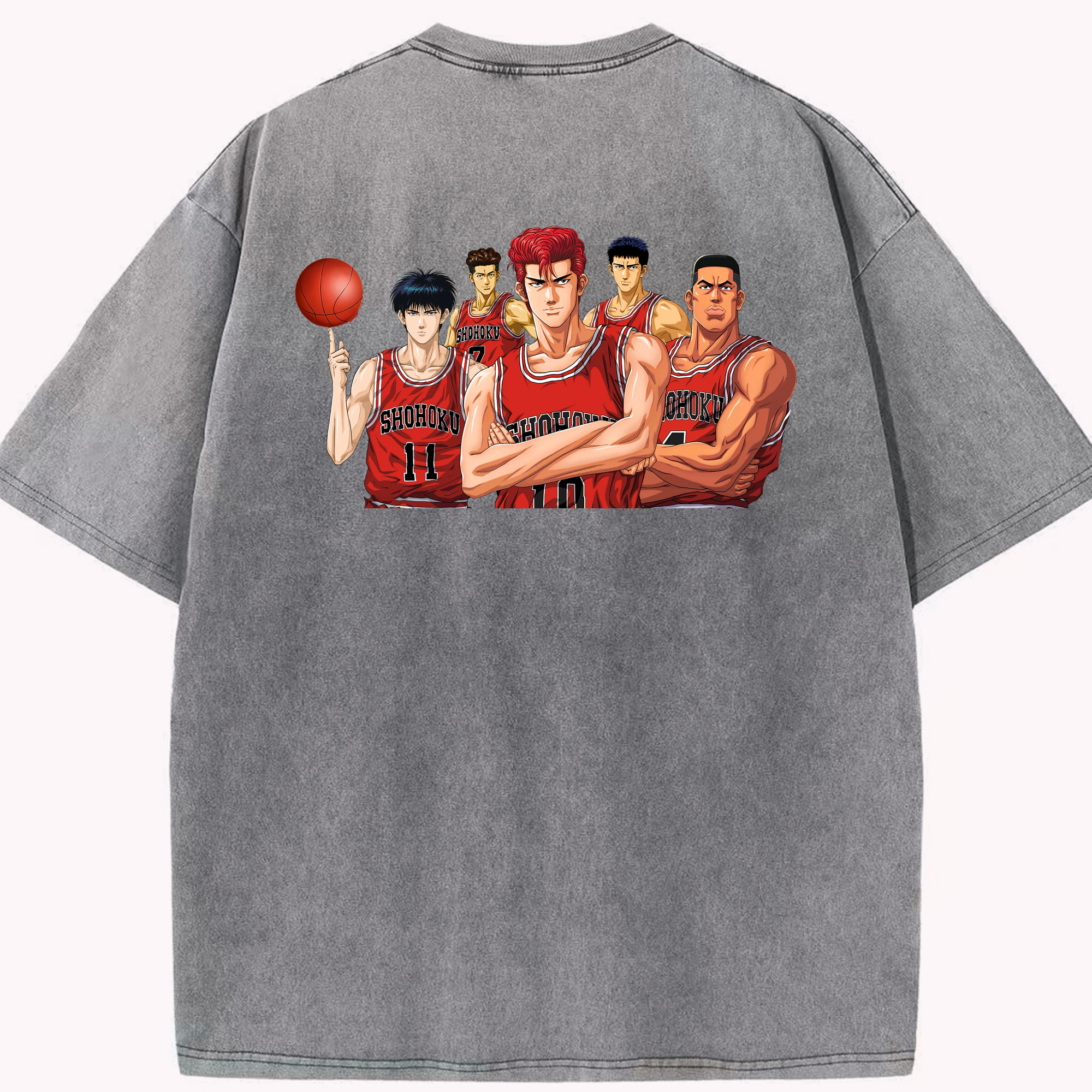 SLAM DUNK／スラムダンク 綿100% ヴィンテージ風 半袖Tシャツ（背面プリント）