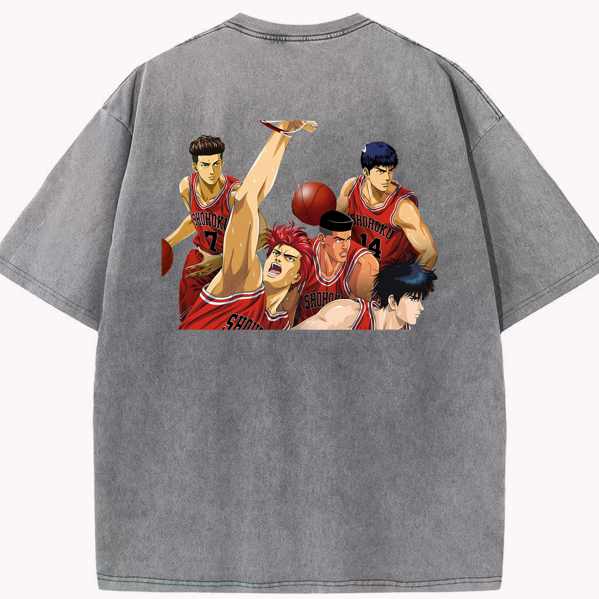 （画像用） SLAM DUNK／スラムダンク 綿100% ヴィンテージ風 半袖Tシャツ（背面プリント）