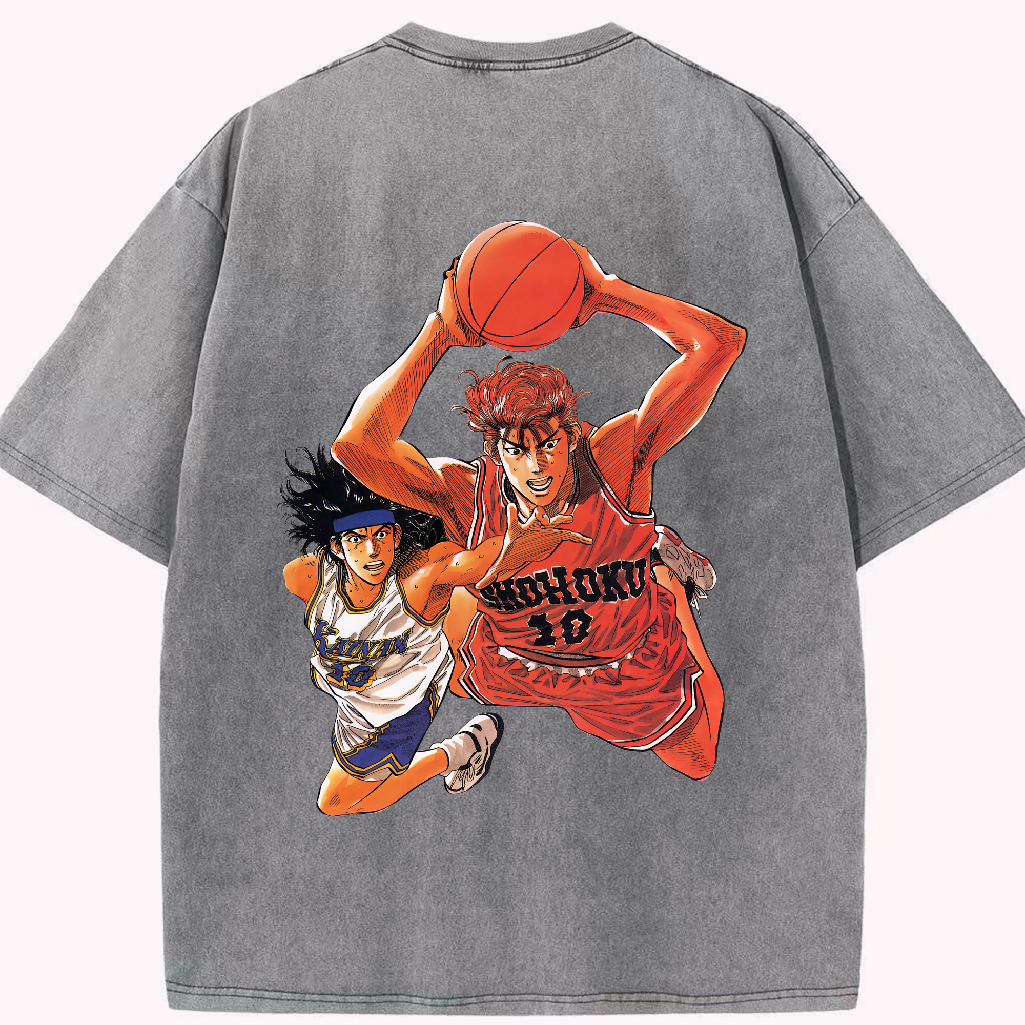 SLAM DUNK／スラムダンク 綿100% ヴィンテージ風 半袖Tシャツ（背面プリント）
