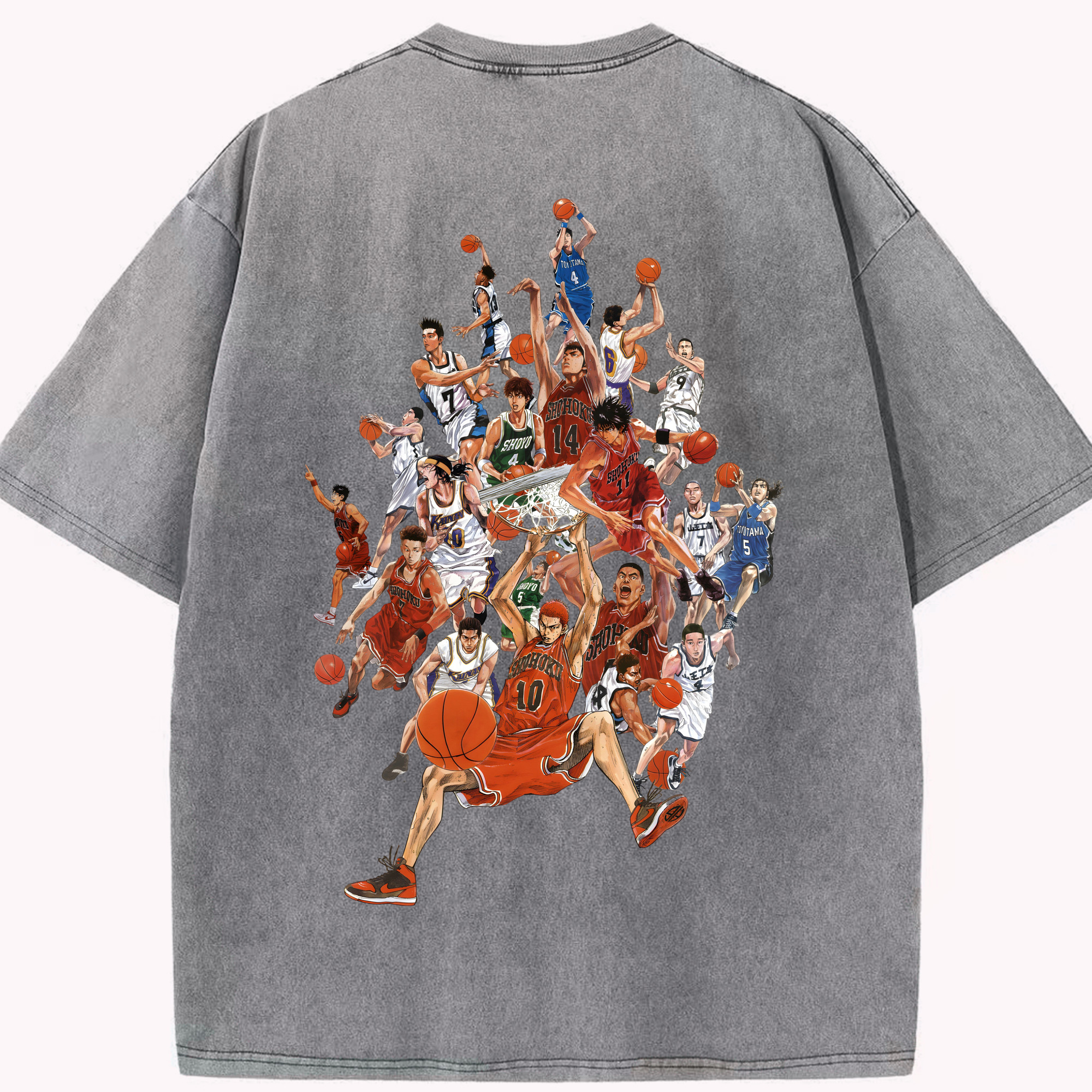 SLAM DUNK／スラムダンク 綿100% ヴィンテージ風 半袖Tシャツ（背面プリント）