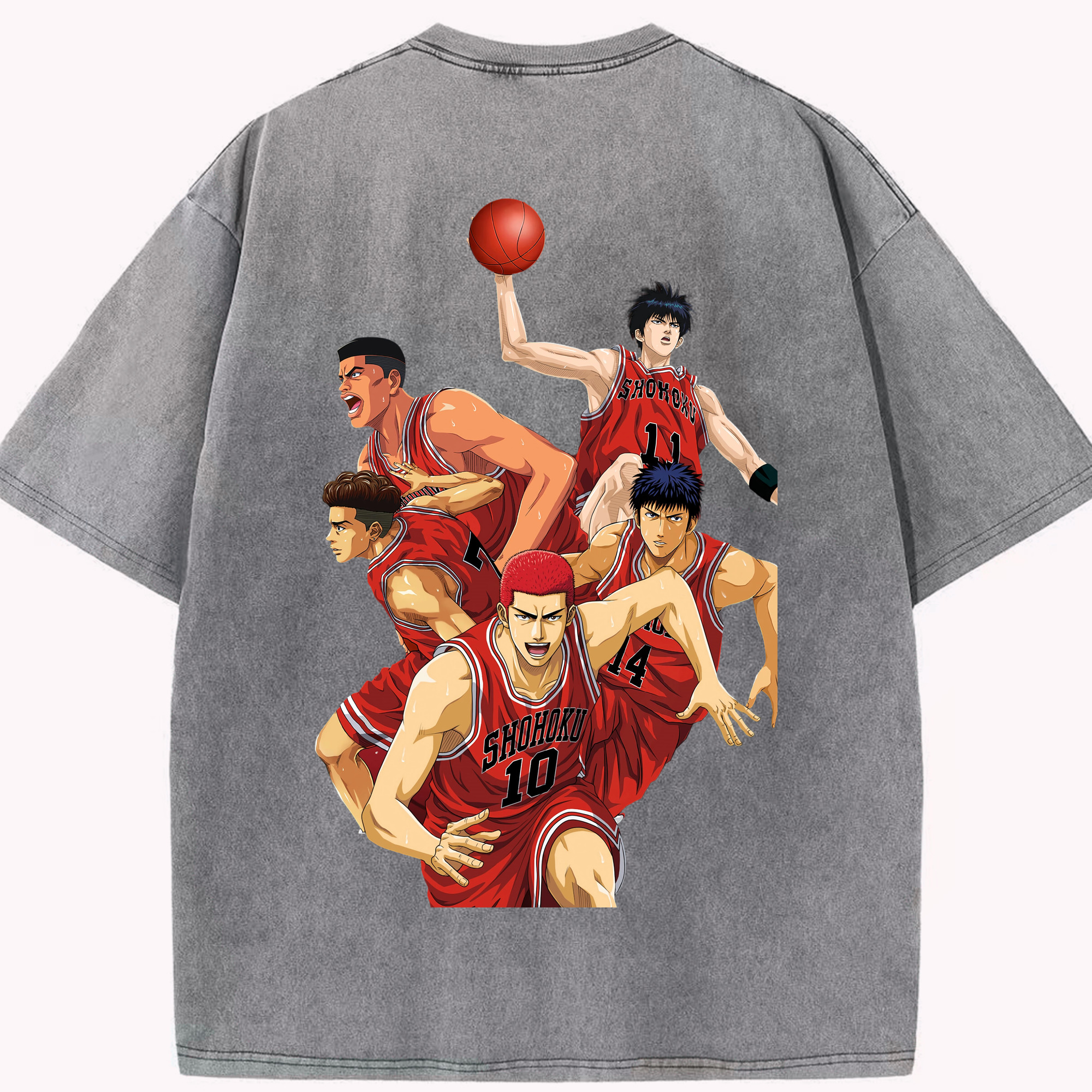 SLAM DUNK／スラムダンク 綿100% ヴィンテージ風 半袖Tシャツ（背面プリント）