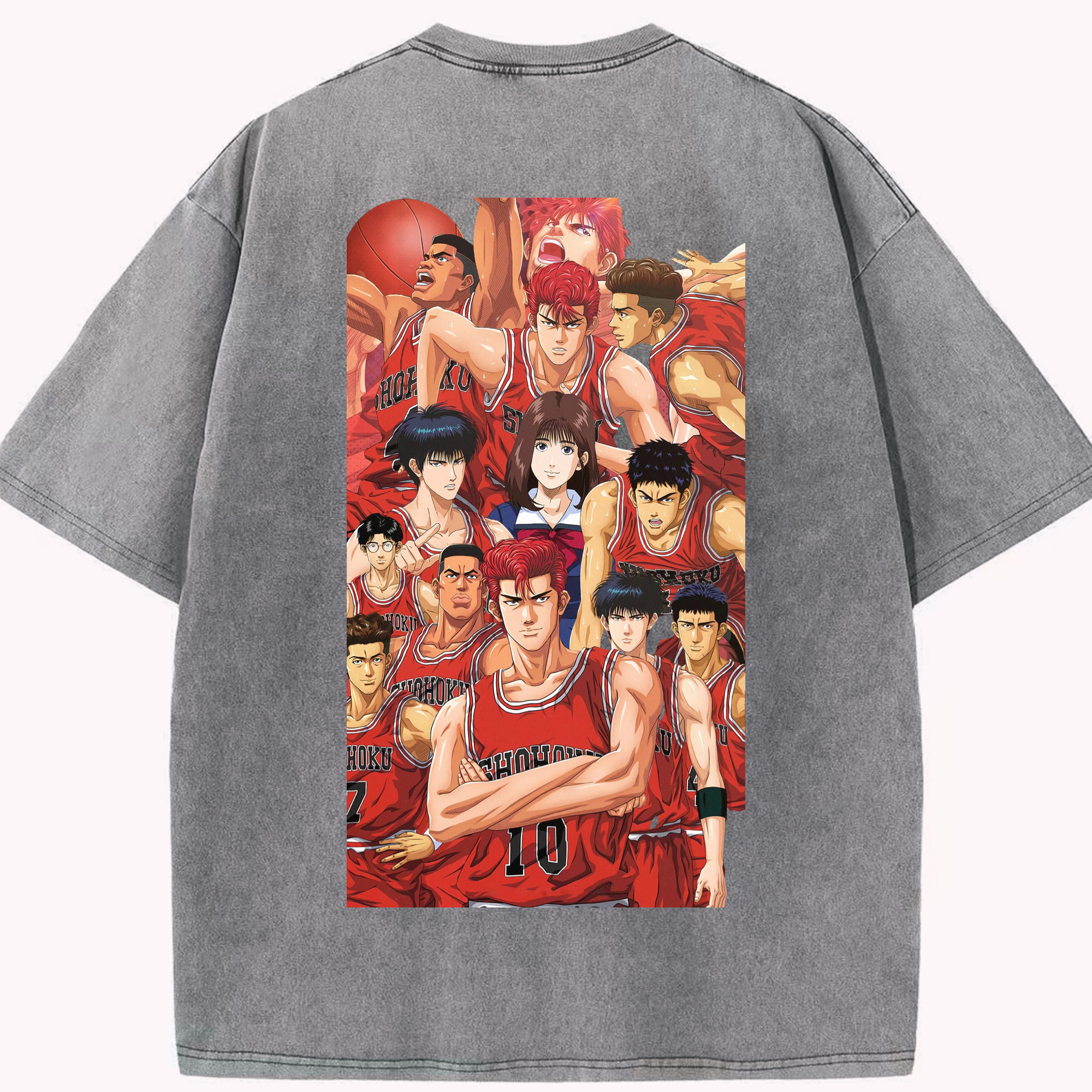 SLAM DUNK／スラムダンク 綿100% ヴィンテージ風 半袖Tシャツ（背面プリント）