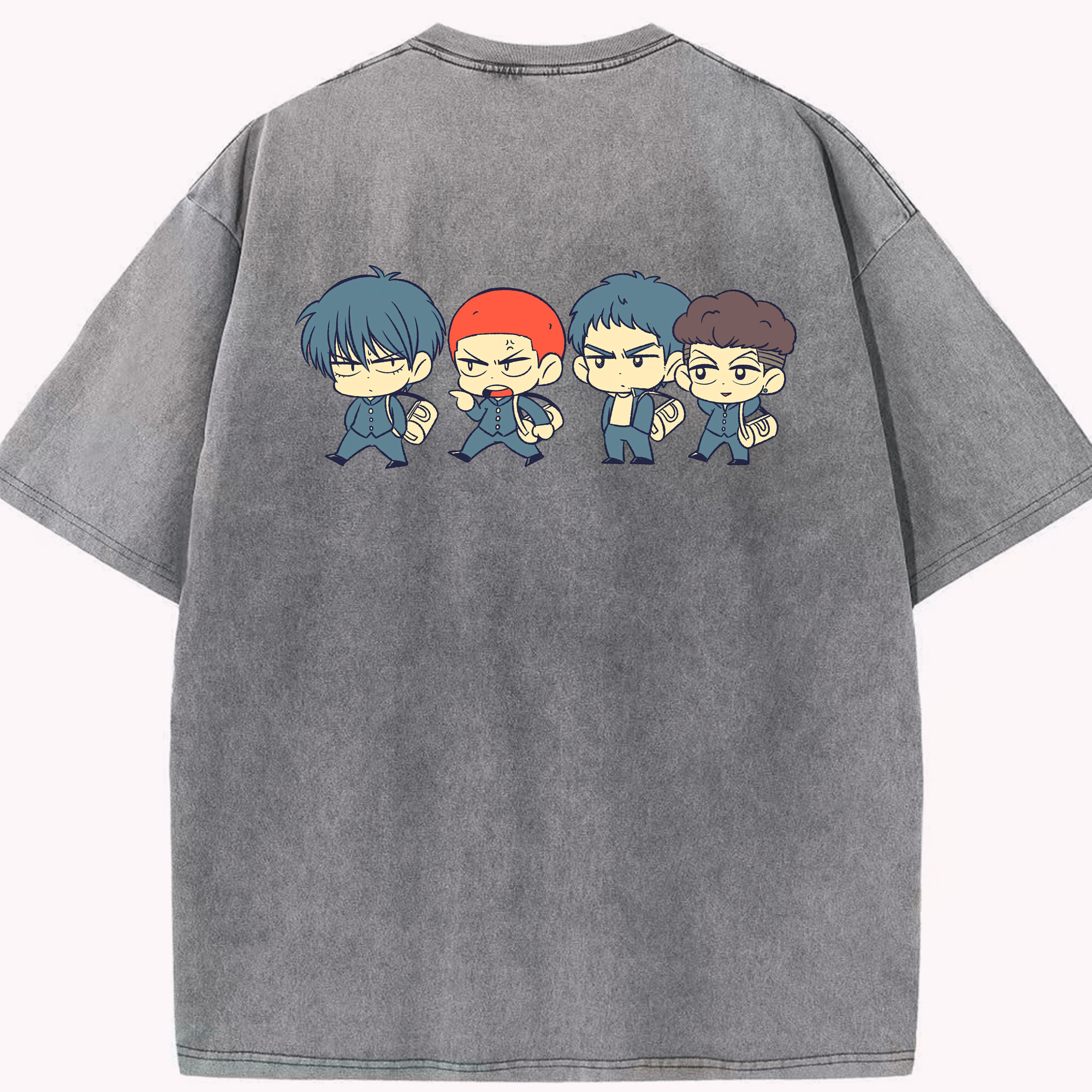 SLAM DUNK／スラムダンク 綿100% ヴィンテージ風 半袖Tシャツ（背面プリント）