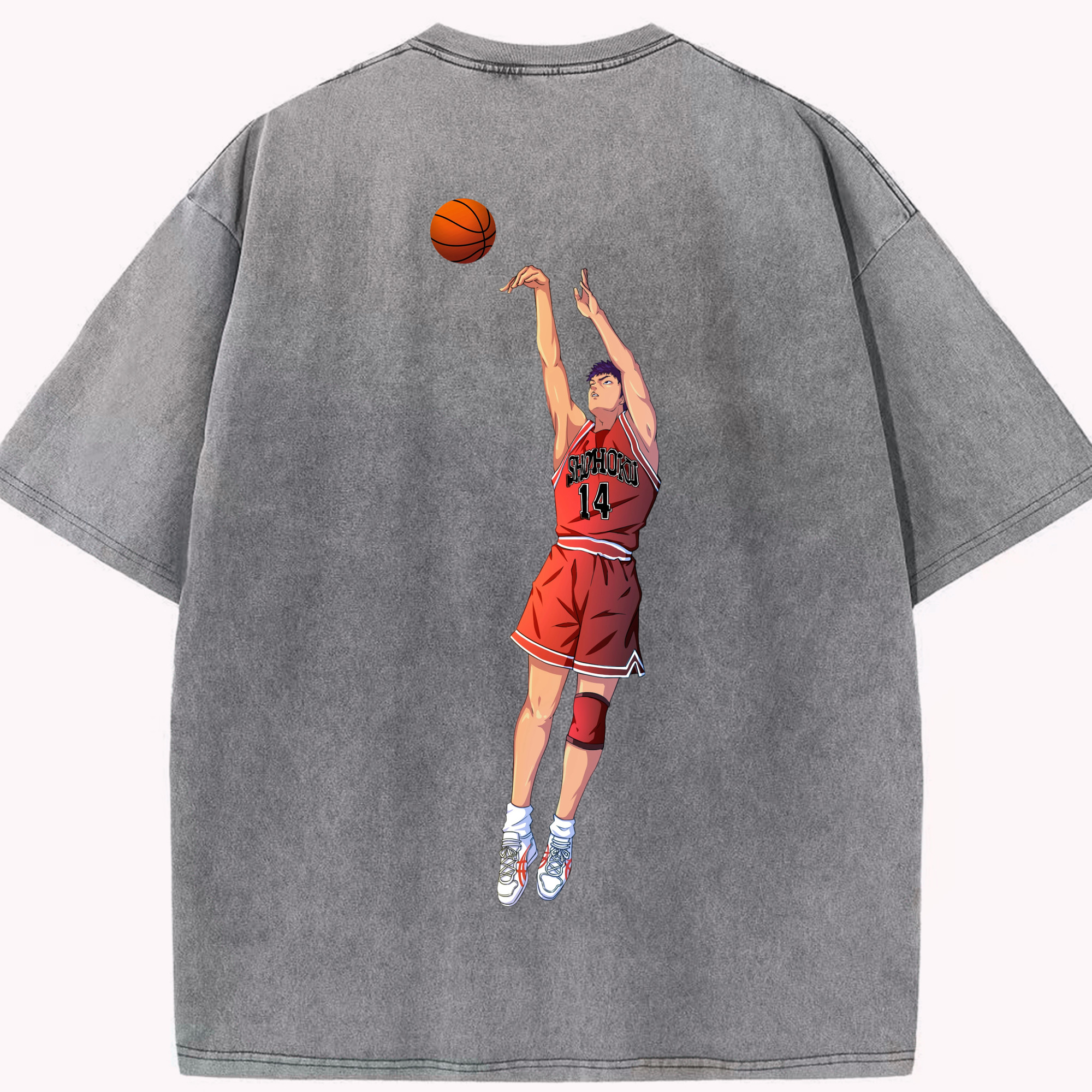 SLAM DUNK／スラムダンク 綿100% ヴィンテージ風 半袖Tシャツ（背面プリント）