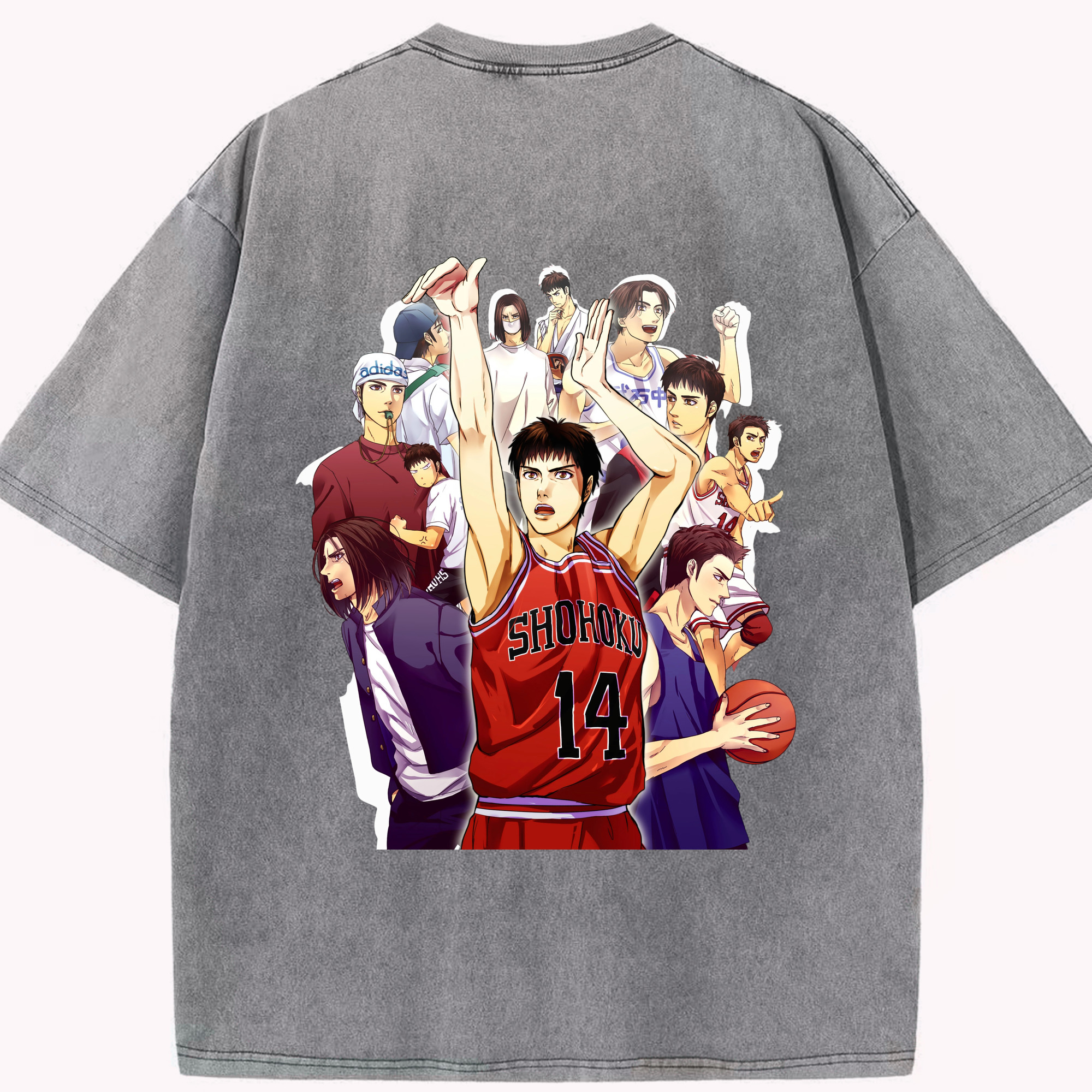 SLAM DUNK／スラムダンク 綿100% ヴィンテージ風 半袖Tシャツ（背面プリント）