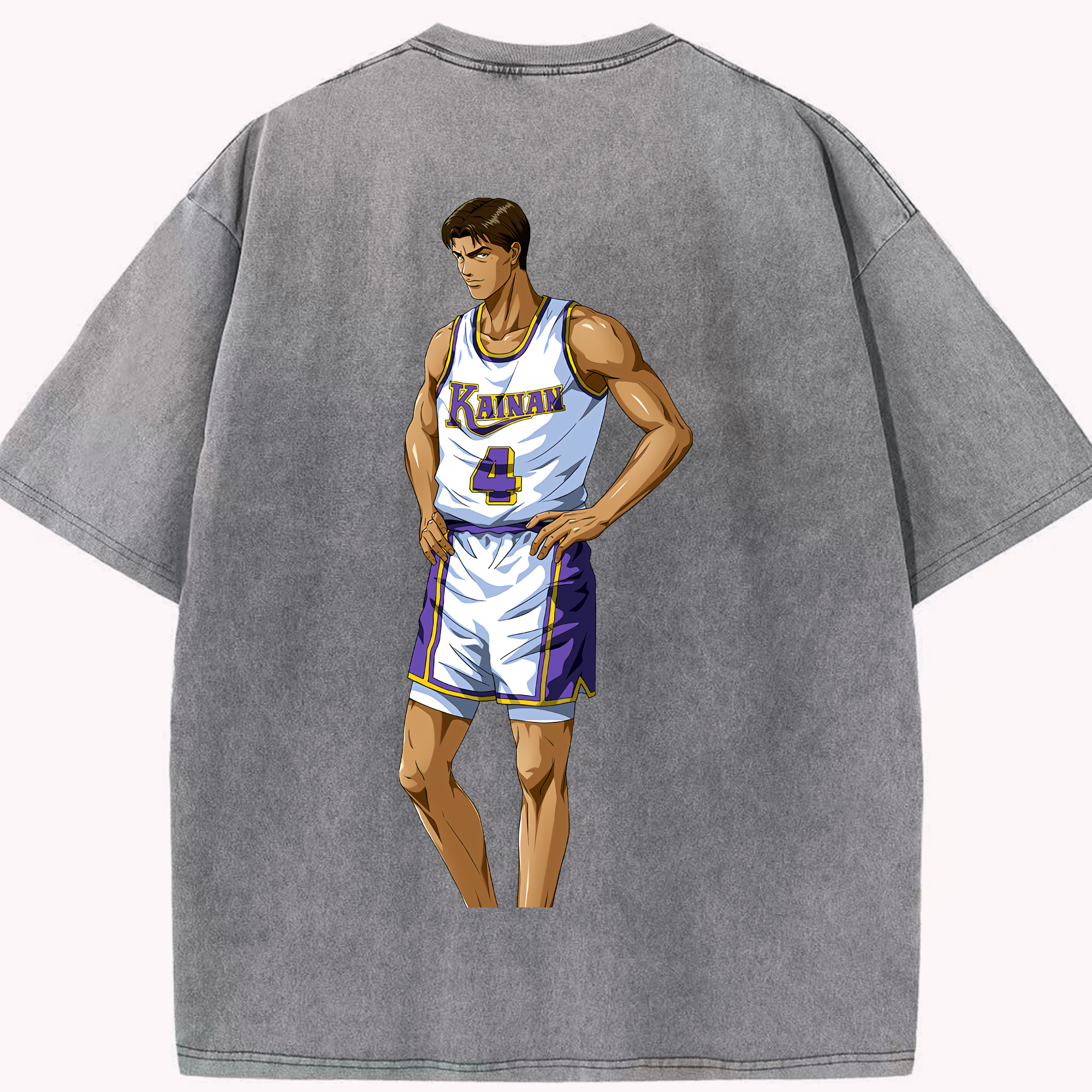 SLAM DUNK／スラムダンク 綿100% ヴィンテージ風 半袖Tシャツ（背面プリント）