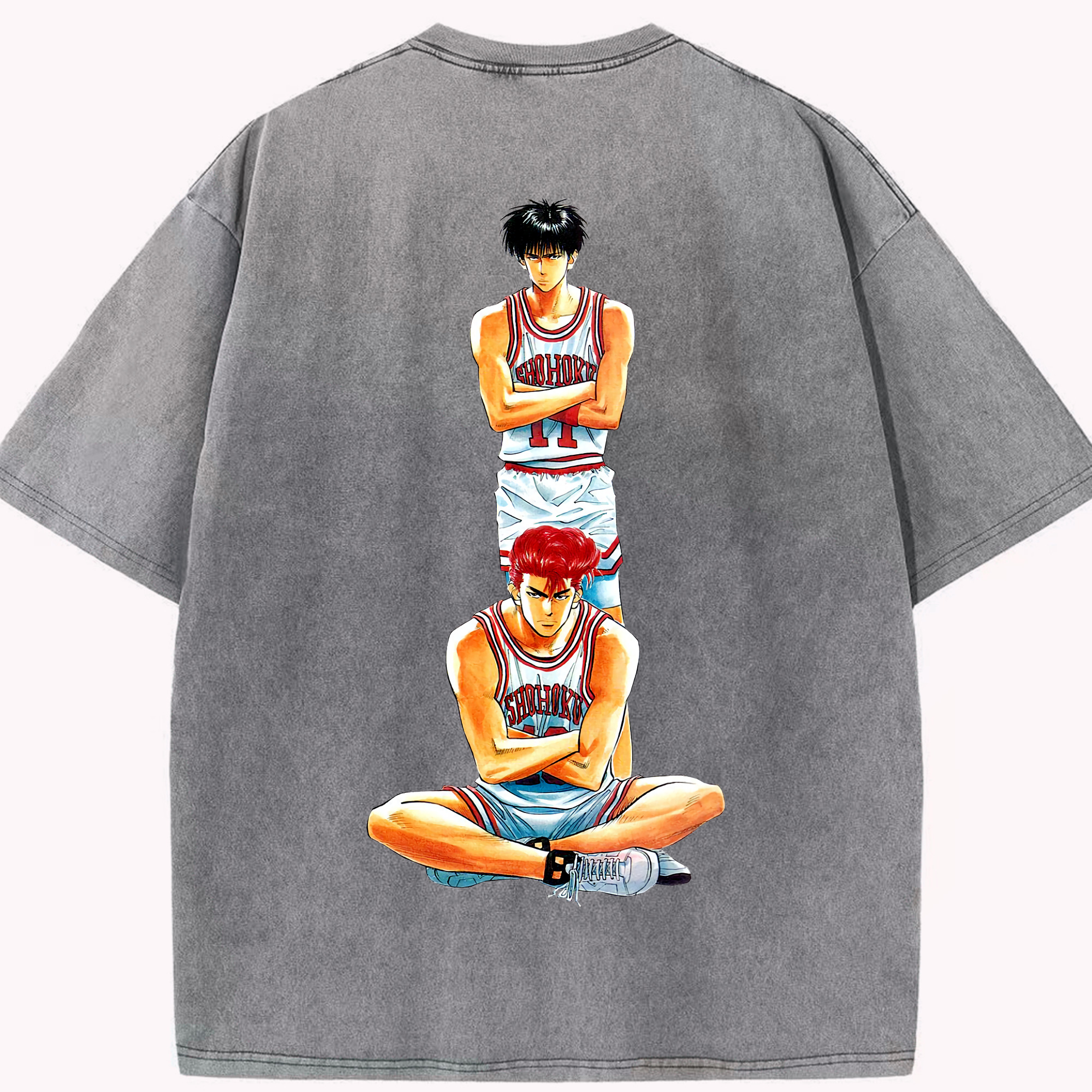 SLAM DUNK／スラムダンク 綿100% ヴィンテージ風 半袖Tシャツ（背面プリント）