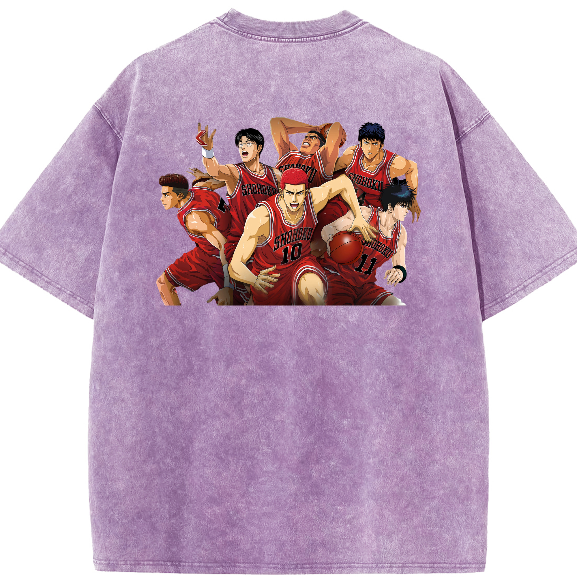 SLAM DUNK／スラムダンク 綿100% ヴィンテージ風 半袖Tシャツ（背面プリント）