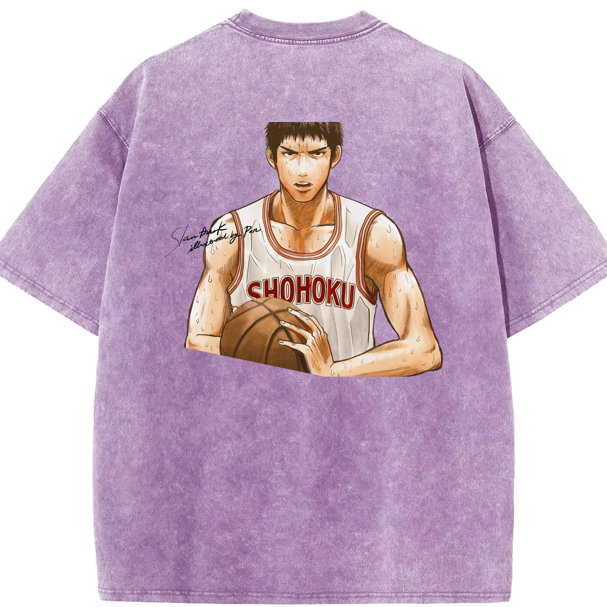 SLAM DUNK／スラムダンク 綿100% ヴィンテージ風 半袖Tシャツ（背面プリント）