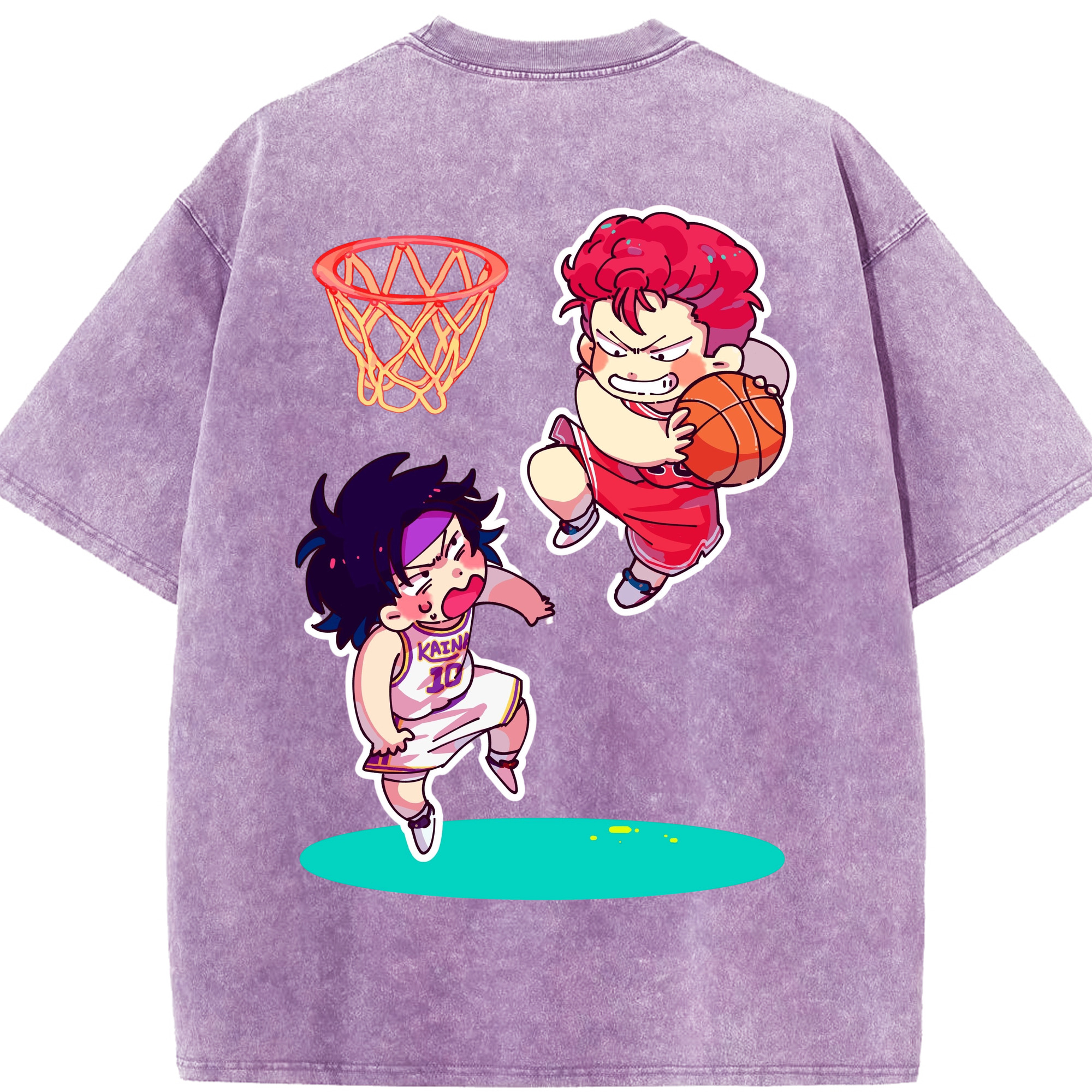 SLAM DUNK／スラムダンク 綿100% ヴィンテージ風 半袖Tシャツ（背面プリント）