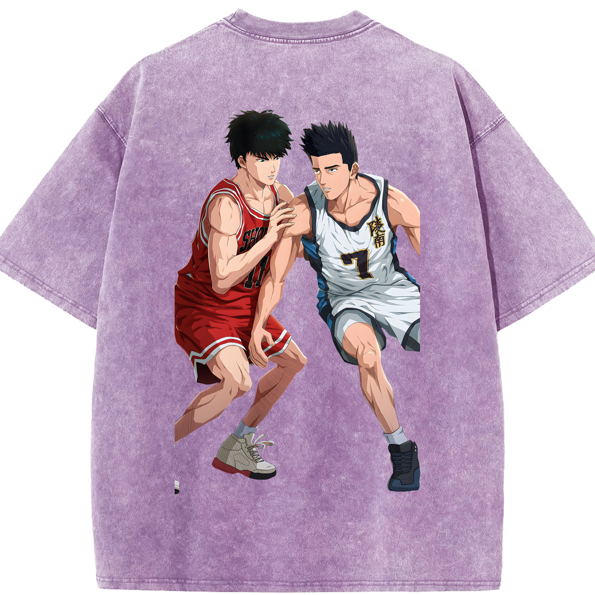 SLAM DUNK／スラムダンク 綿100% ヴィンテージ風 半袖Tシャツ（背面プリント）
