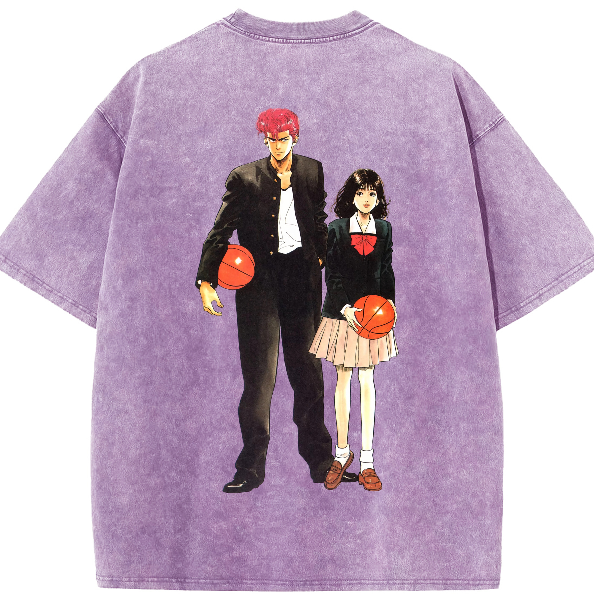 SLAM DUNK／スラムダンク 綿100% ヴィンテージ風 半袖Tシャツ（背面プリント）